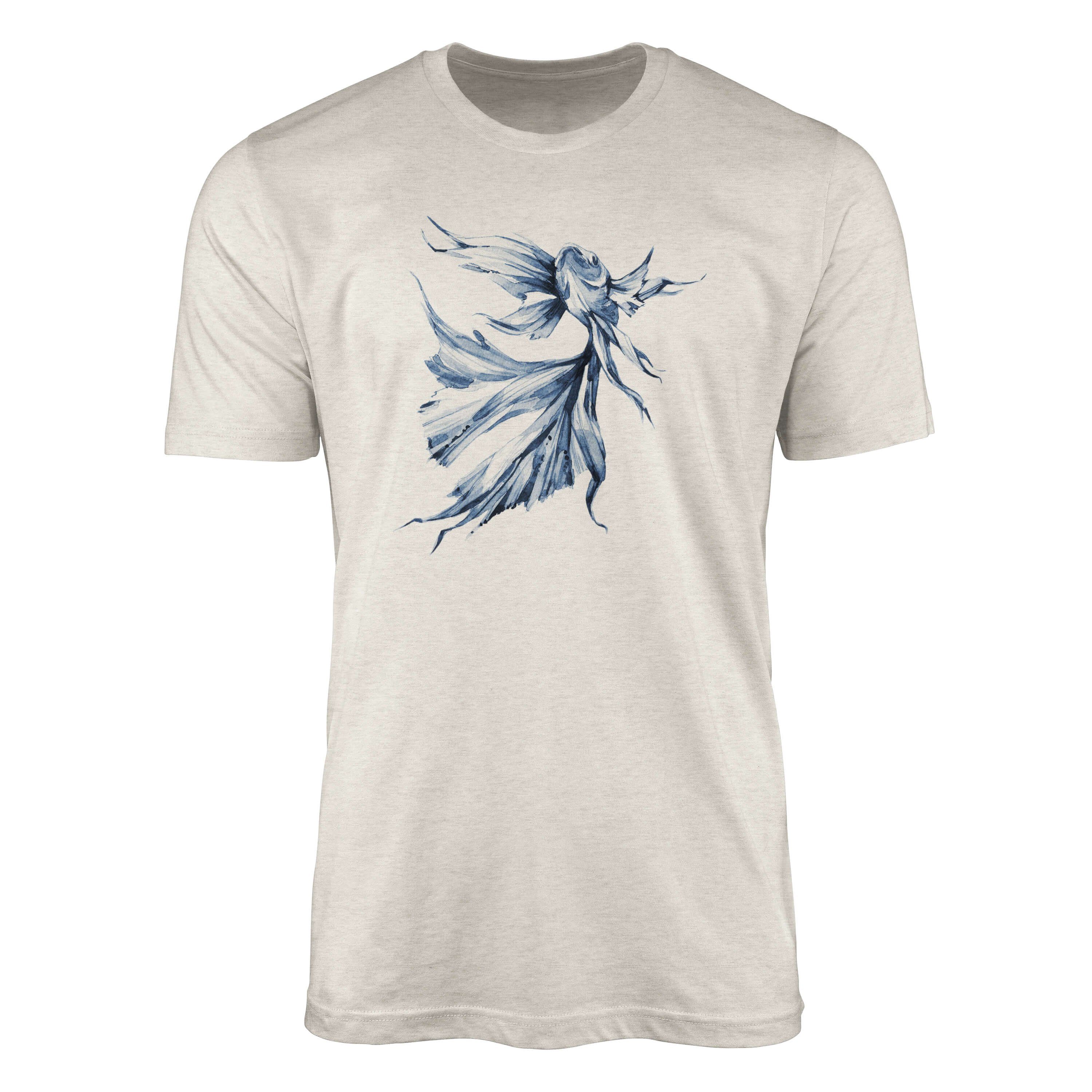 Sinus Art T-Shirt Herren Shirt 100% gekämmte Bio-Baumwolle T-Shirt Kampffisch Wasserfarben Motiv Nachhaltig Ökomode a (1-tlg)