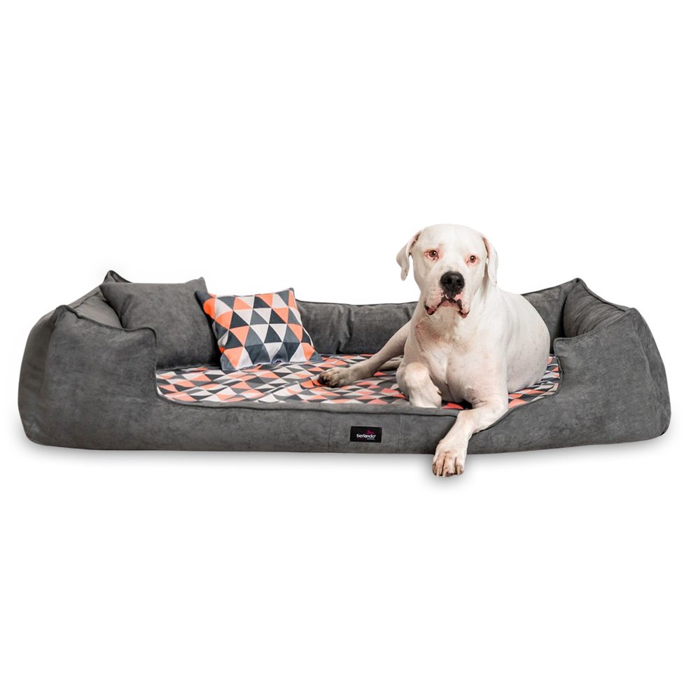 tierlando® Tierbett Orthopädisches Hundebett VELVET Samt Velours Dreiecke geometrisch