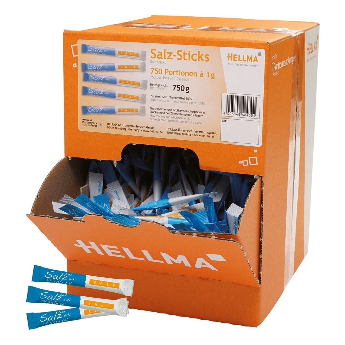 Hellma Gewürz Speisesalz, 750 portionierte Sticks