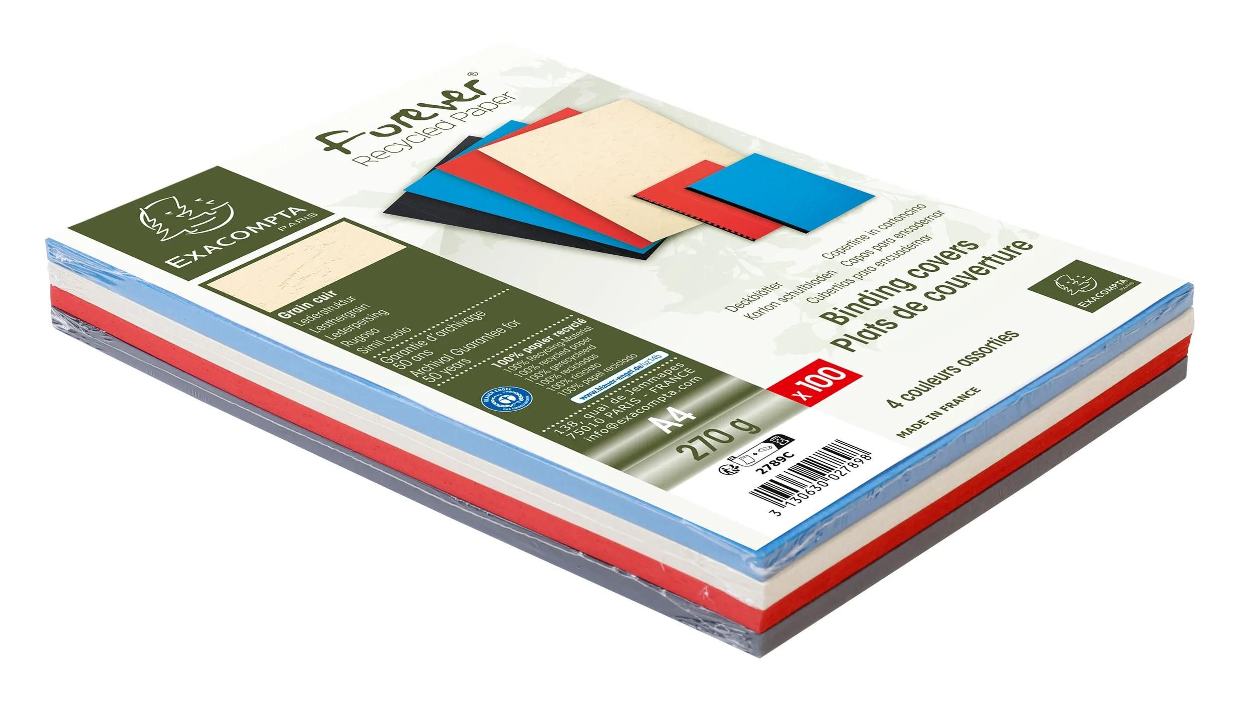 Buchbindemappe 100er Einbanddeckel Evercover 270g/qm Lederprägung A4 sortiert 2789C