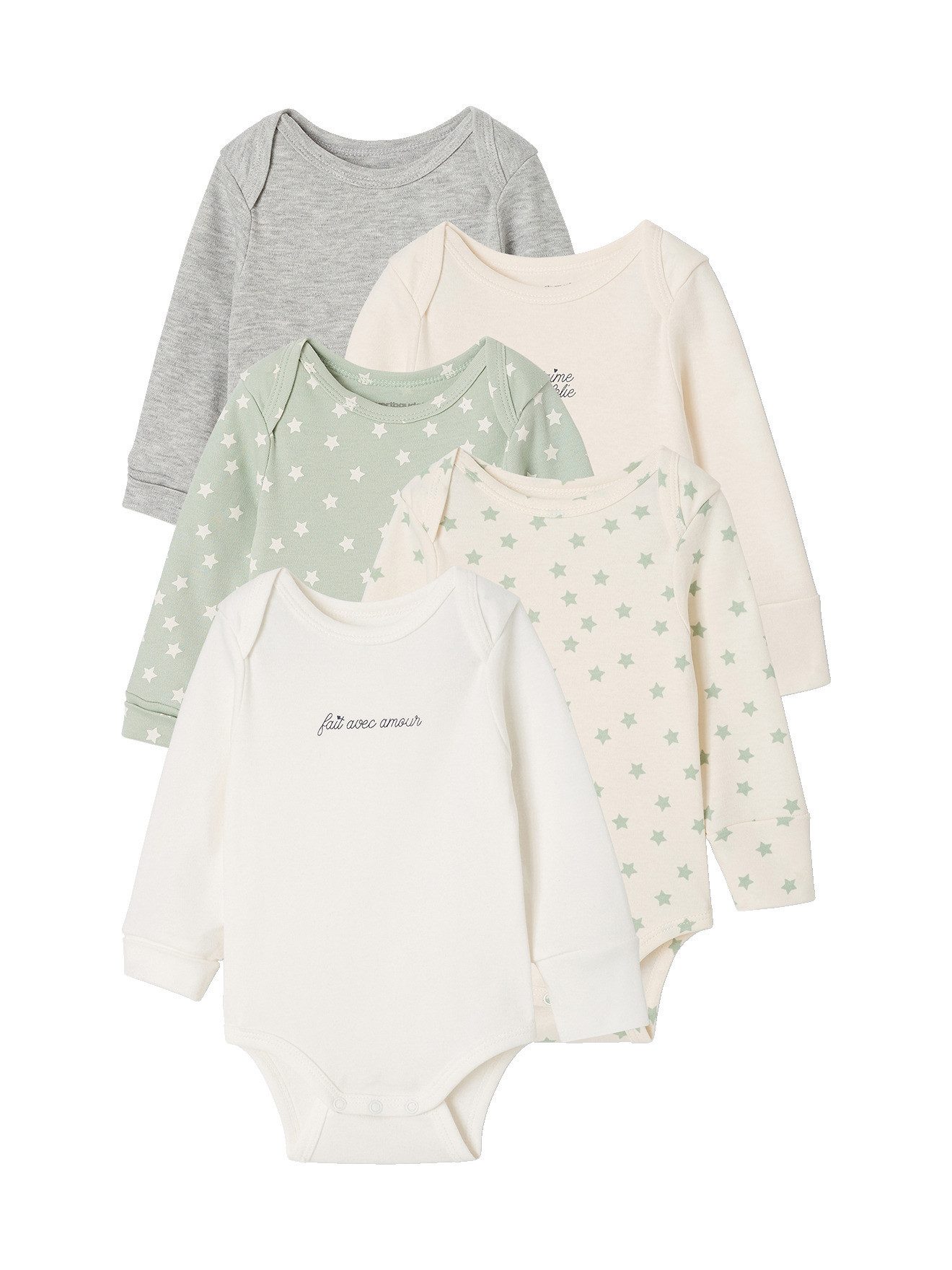 vertbaudet Langarmbody 5er-Pack Baby Schlupfbodys langarm