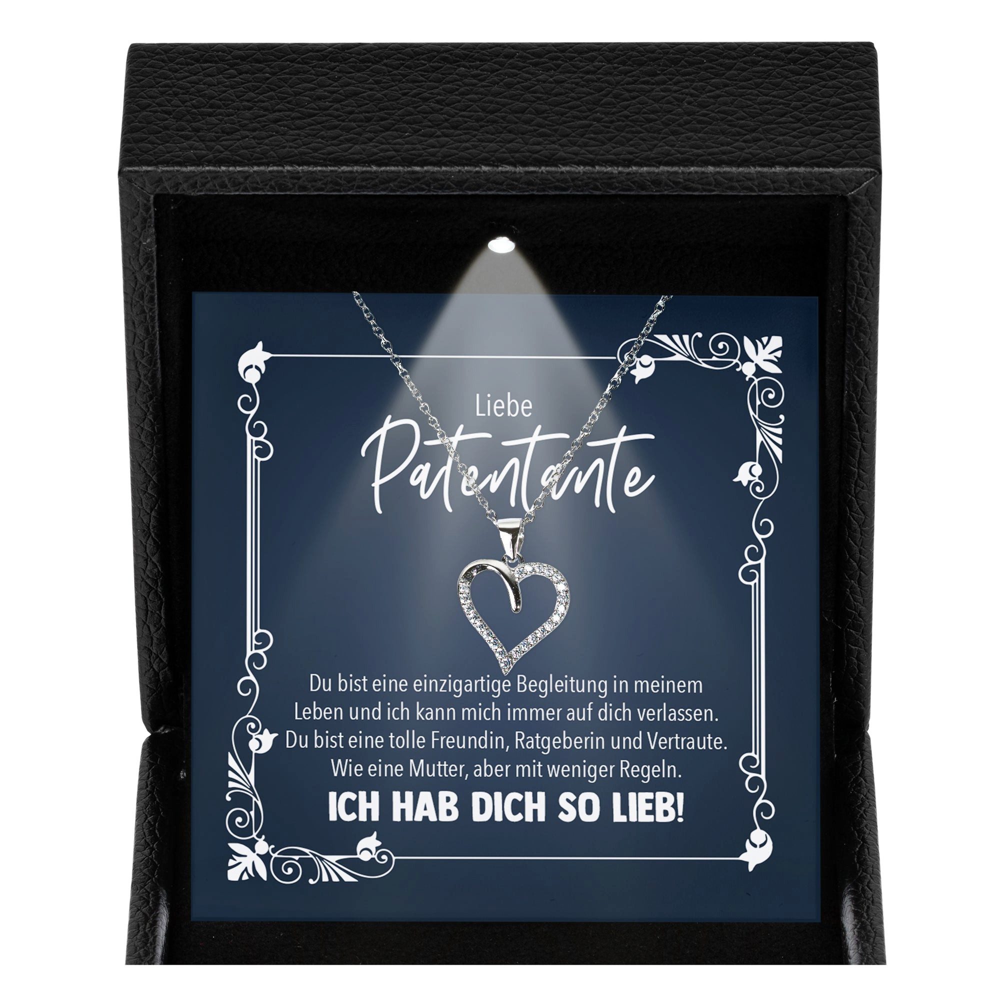 22Feels Schmuckset Patentante Geschenk Patin Frauen Schmuck Herz Halskette Karte (Geschenkset), Silber 925/000, Geschenkset Made In Germany, Premium Licht Etui