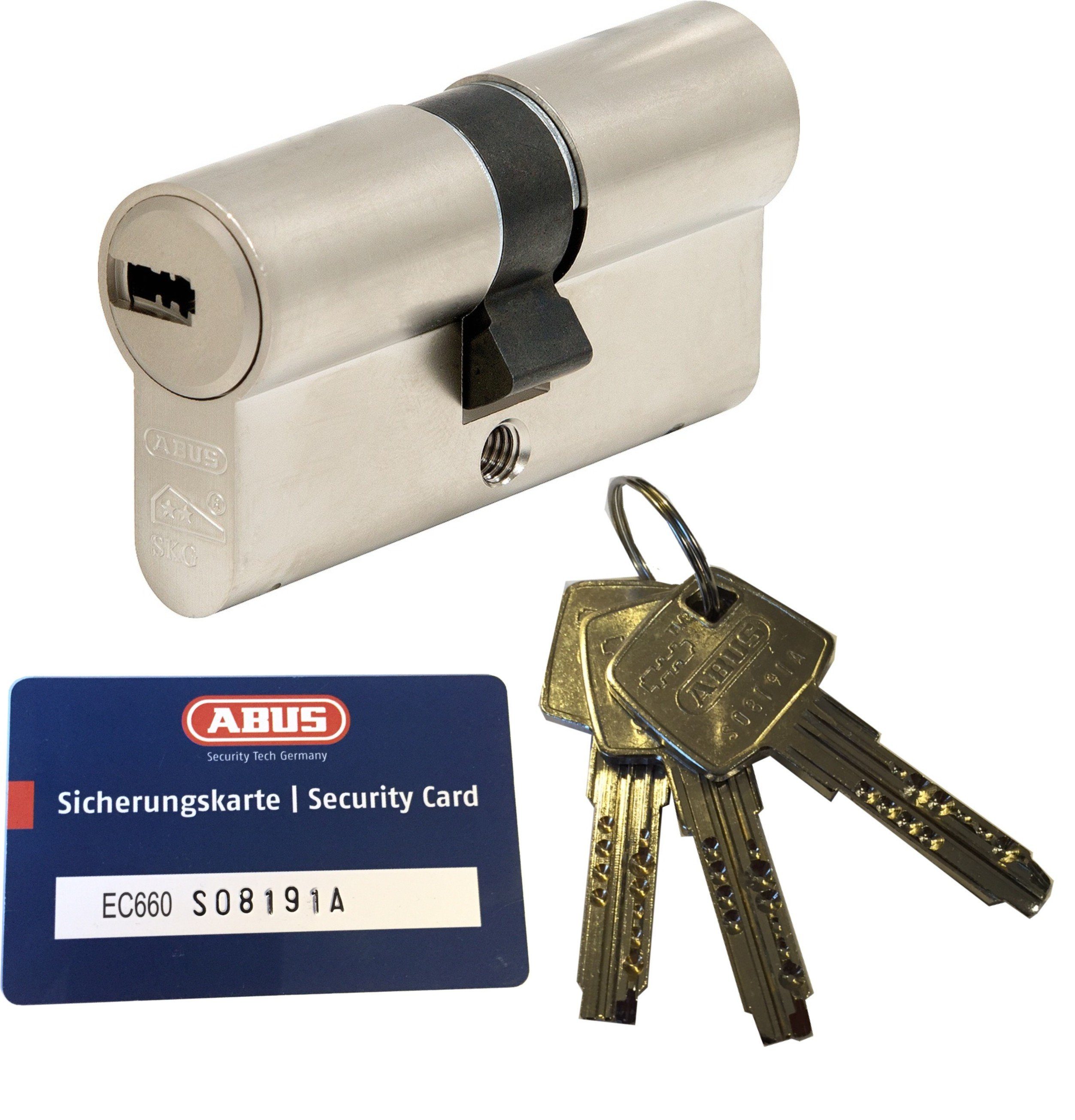 SKG** ABUS Not-u. und 10 Bohrschutz Schlüssel, Profilzylinder Gefahrenfunktion und mit versch. 3- EC660 Sicherungskarte Längen, Doppelzylinder ABUS