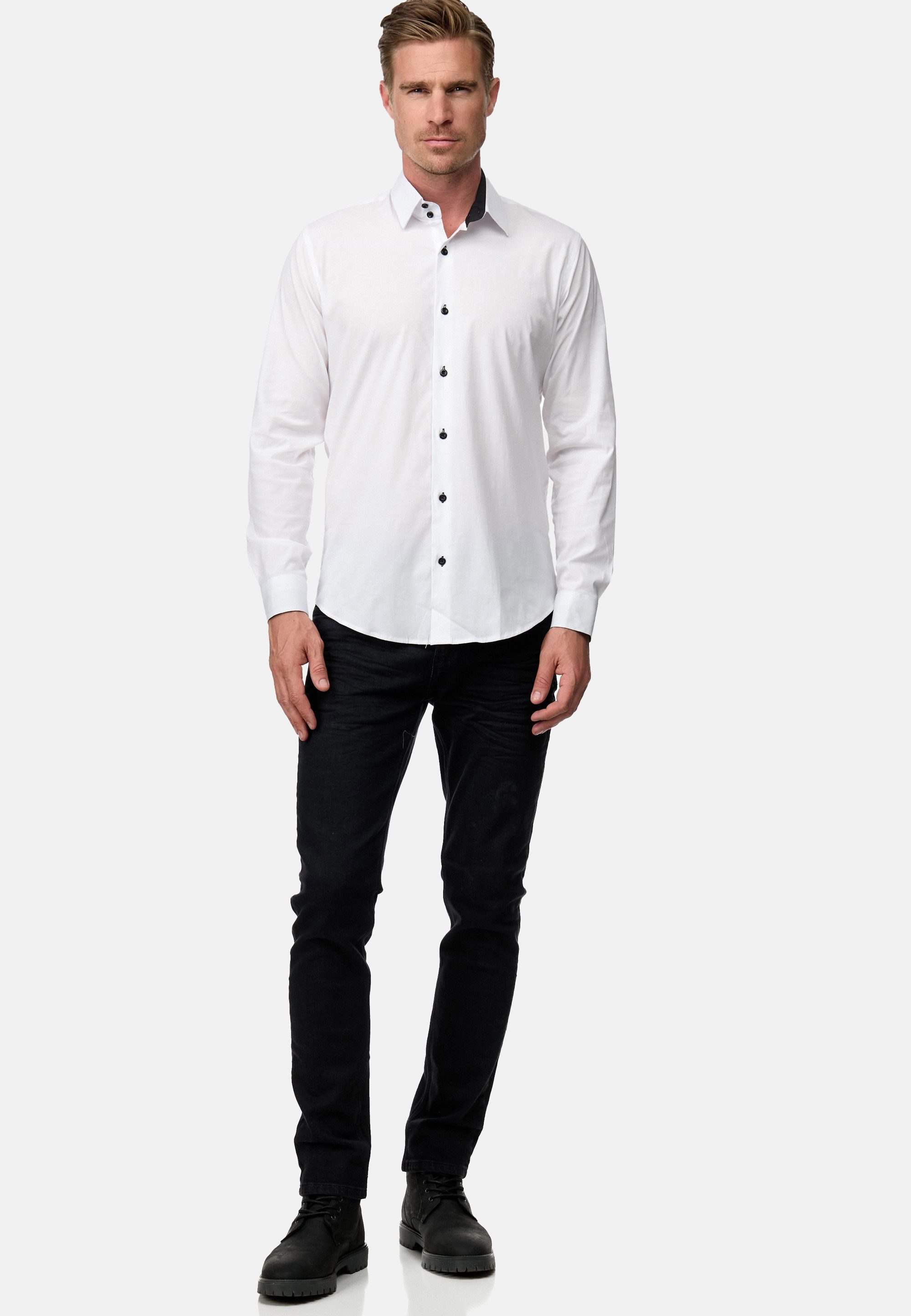 Rusty Neal Langarmhemd Langarm im Slim-Fit geschnitten