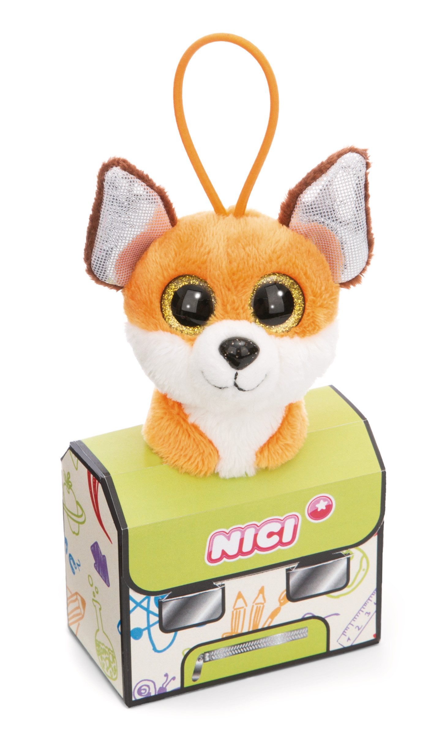 Nici Schultüte Glubschis Kuscheltier Anhänger 9 cm Fuchs Runizzi Schlüsselanhänger, als Back to School Geschenk, mit großen Glitzeraugen im Schulranzen