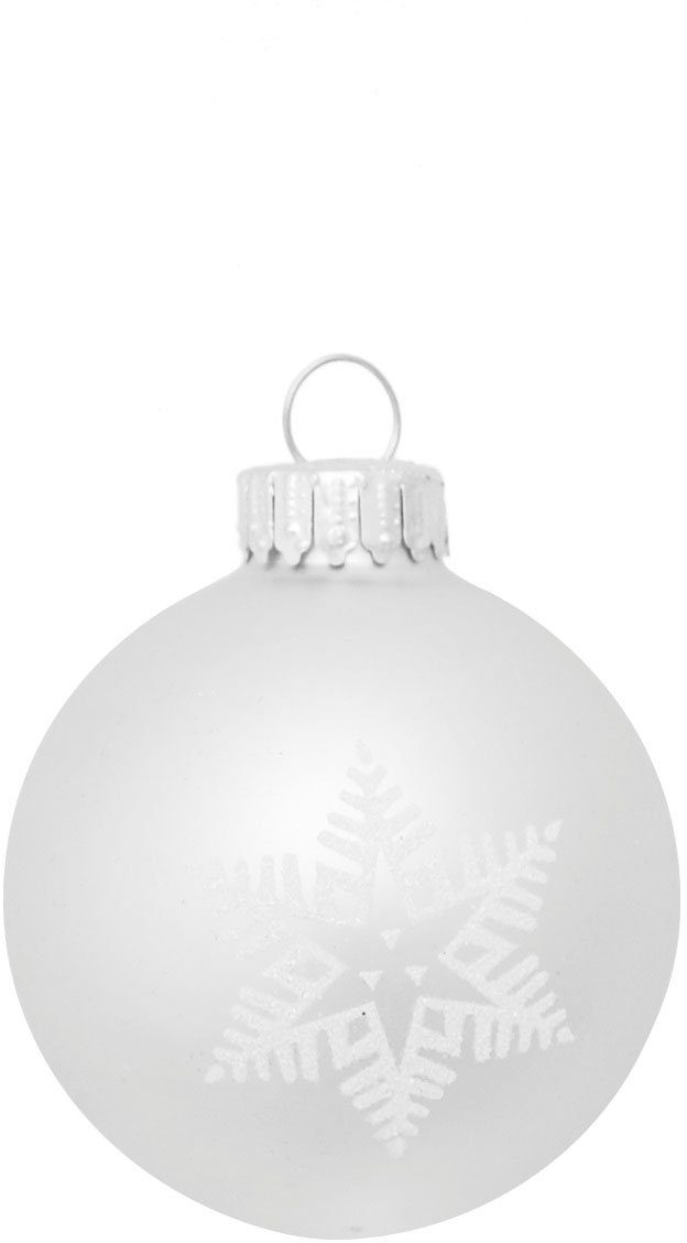 Krebs Glas Lauscha Weihnachtsbaumkugel Schneeflocke silberfarben (16 St), Weihnachtsdeko, Christbaumschmuck, Christbaumkugeln aus Glas