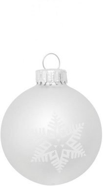 Krebs Glas Lauscha Weihnachtsbaumkugel Schneeflocke silberfarben (16 St), Weihnachtsdeko, Christbaumschmuck, Christbaumkugeln aus Glas