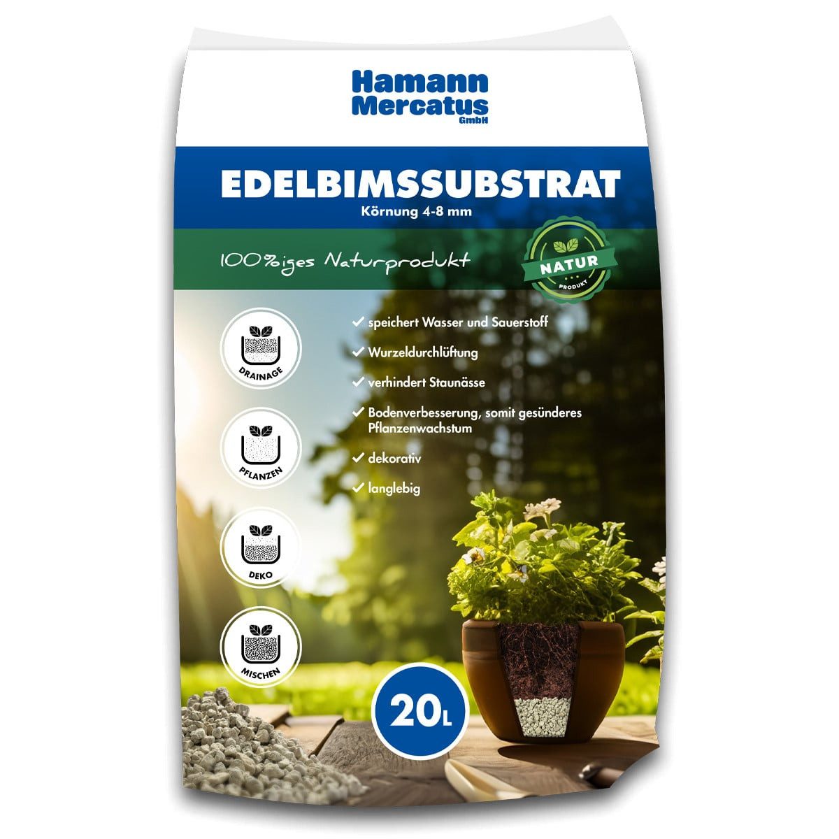 Hamann Mercatus GmbH Pflanzgranulat Hamann Mercatus Edelbims 4 - 8 mm 20 Liter