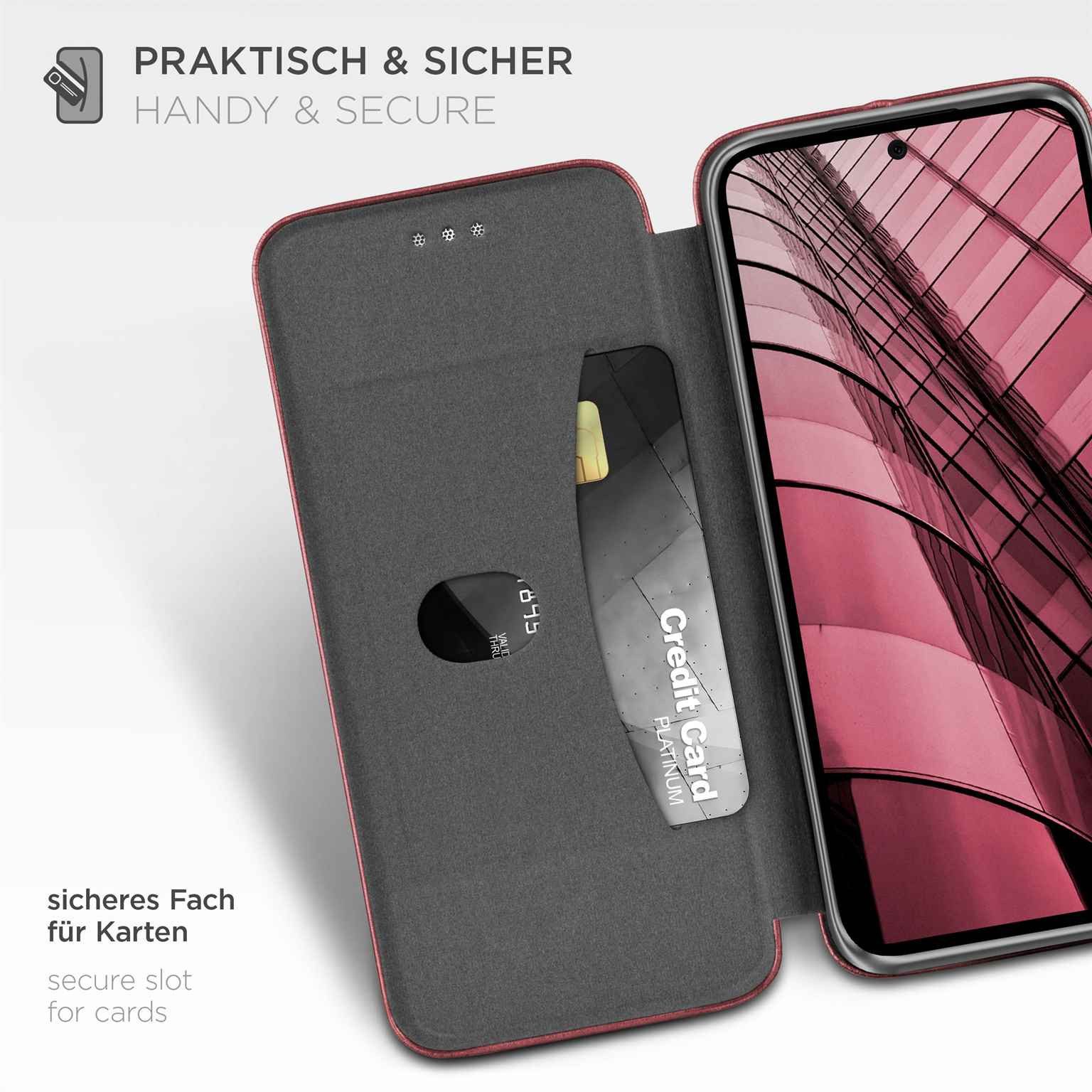 ONEFLOW Handyhülle für Samsung Galaxy A54 5G Premium Hülle Business Cover Rot 6,4 Zoll, 360 Grad Schutzhülle Flip Case Etui Klapphülle Dünn Leder Handy Tasche
