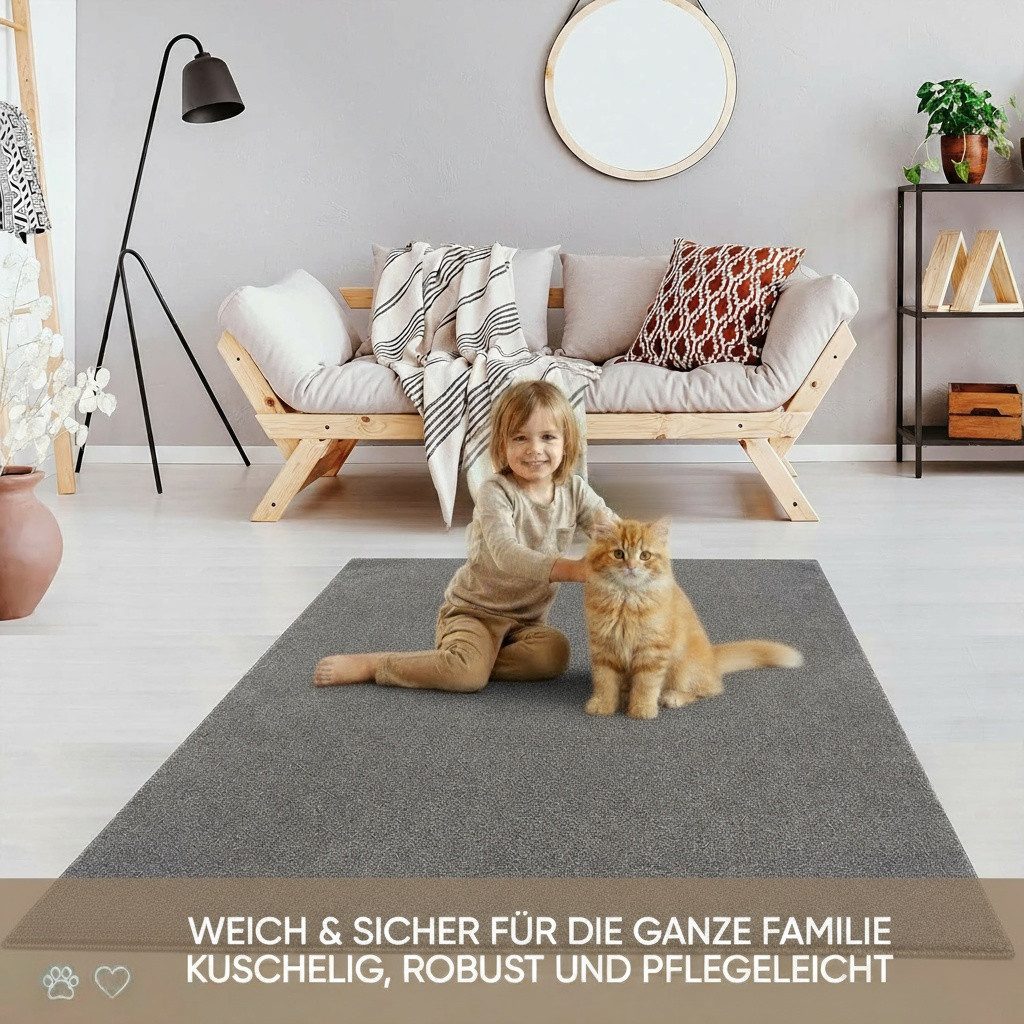 Jimri Teppich Lotus Wohnzimmer Teppich Einfarbig Kurzflor Läufer Uni, Rechteckig, Wohnzimmer Teppich Einfarbig Kurzflor Läufer