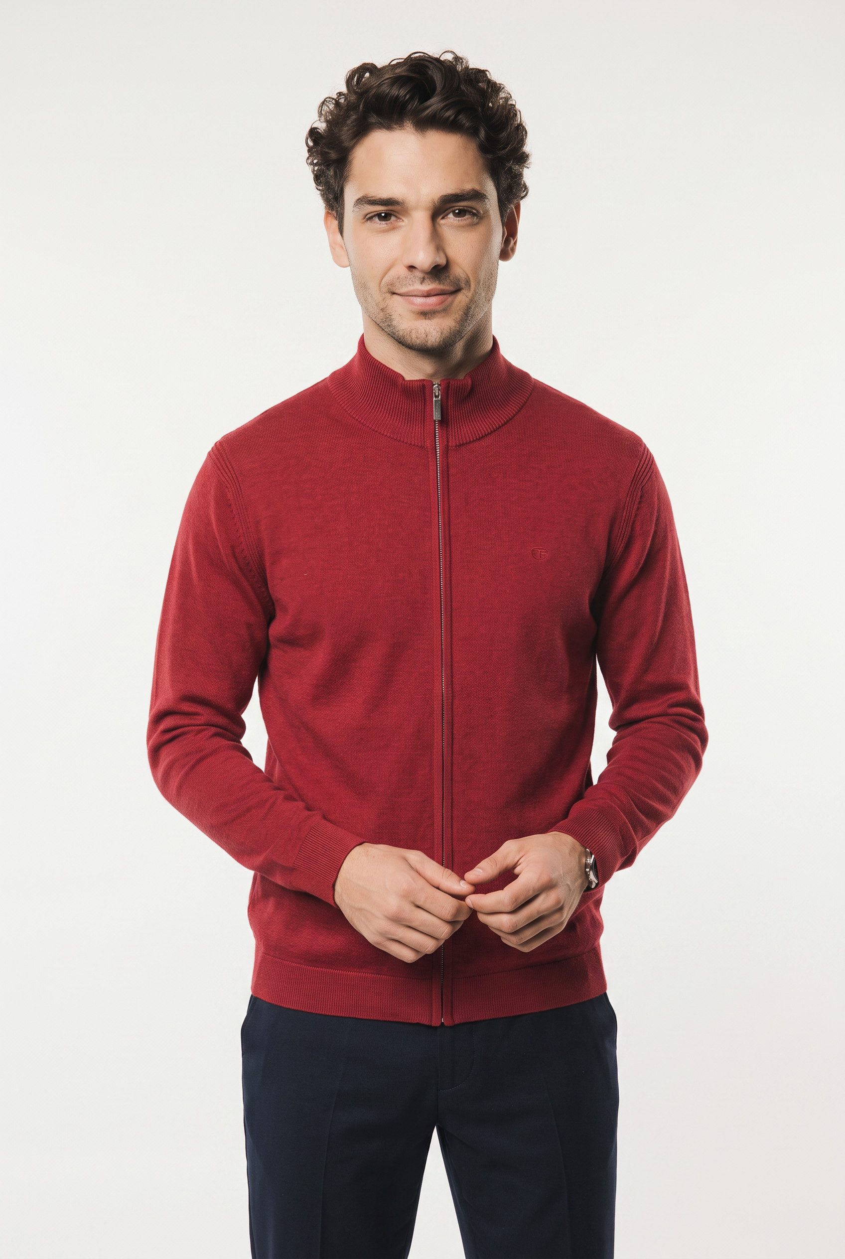 TOM TAILOR Strickjacke mit Logo Stickerei