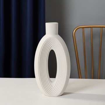 HAMÖWO Tischvase 2-teiliges Set Keramik Vase Donut-Vase Oval Form Für Home Office Dekor
