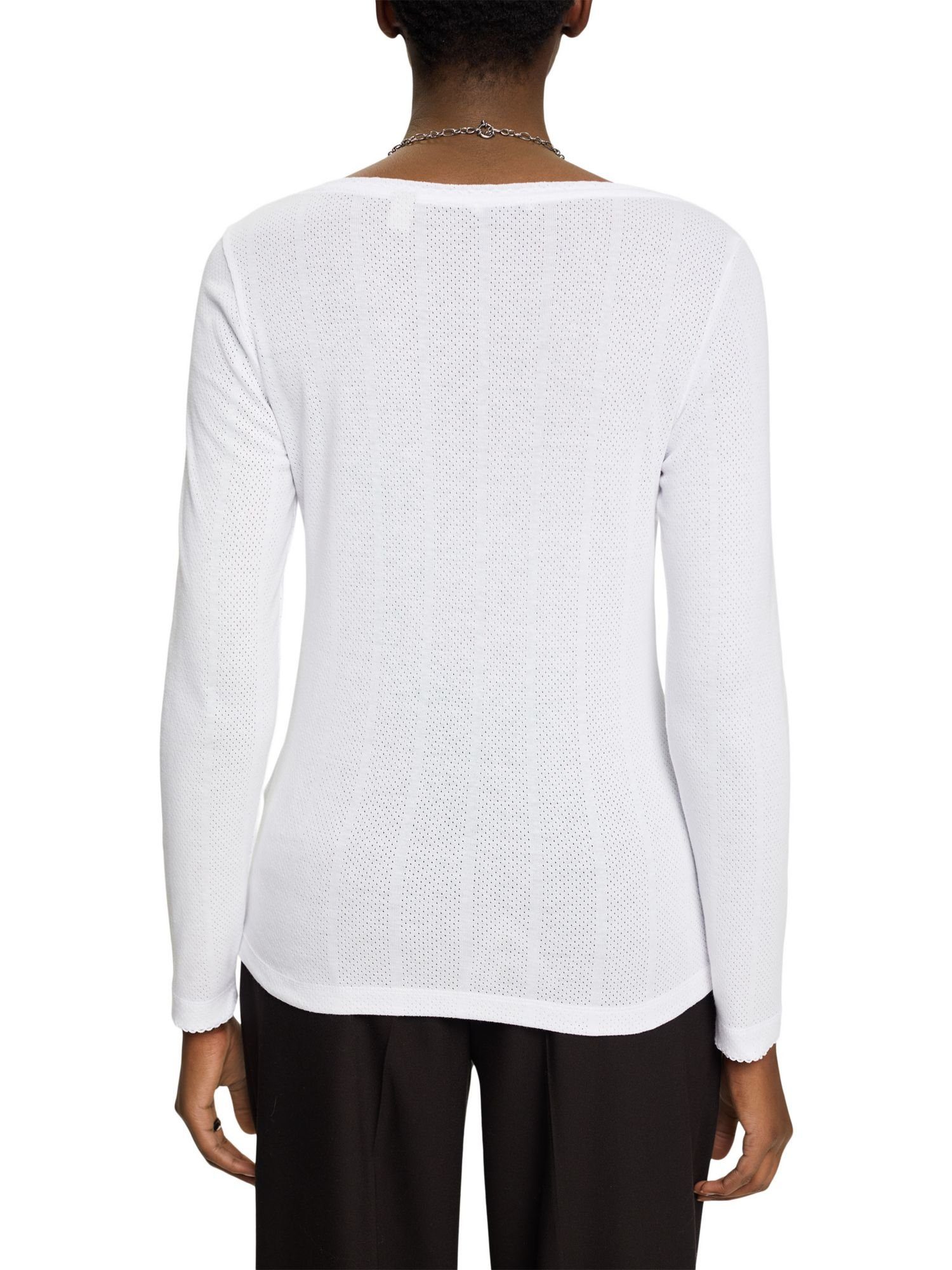 Langarmshirt WHITE Pointelle-Longsleeve (1-tlg) Esprit