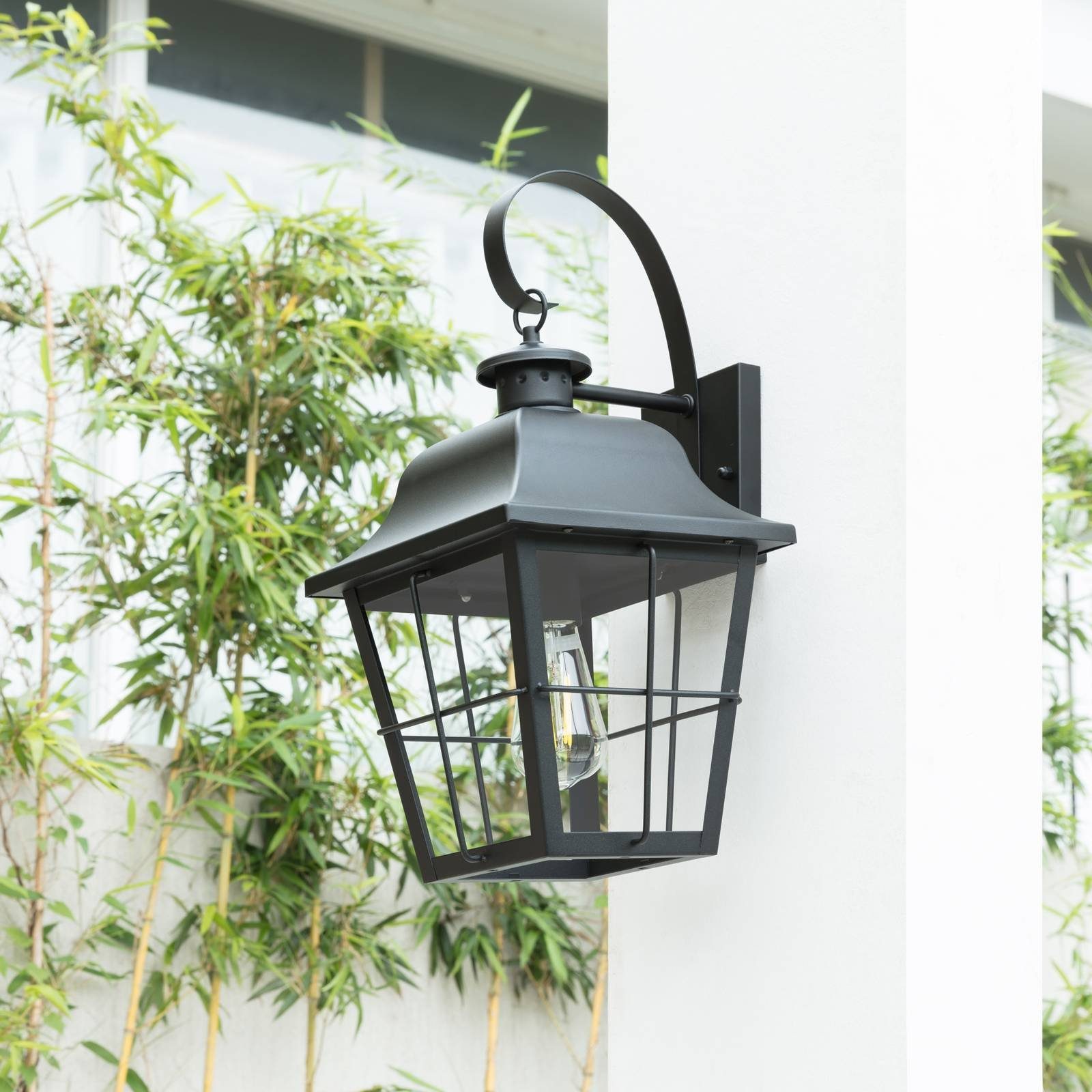 Lindby Außen-Wandleuchte Mertollio, Metall, Schwarz IP43, 1 x 60 W