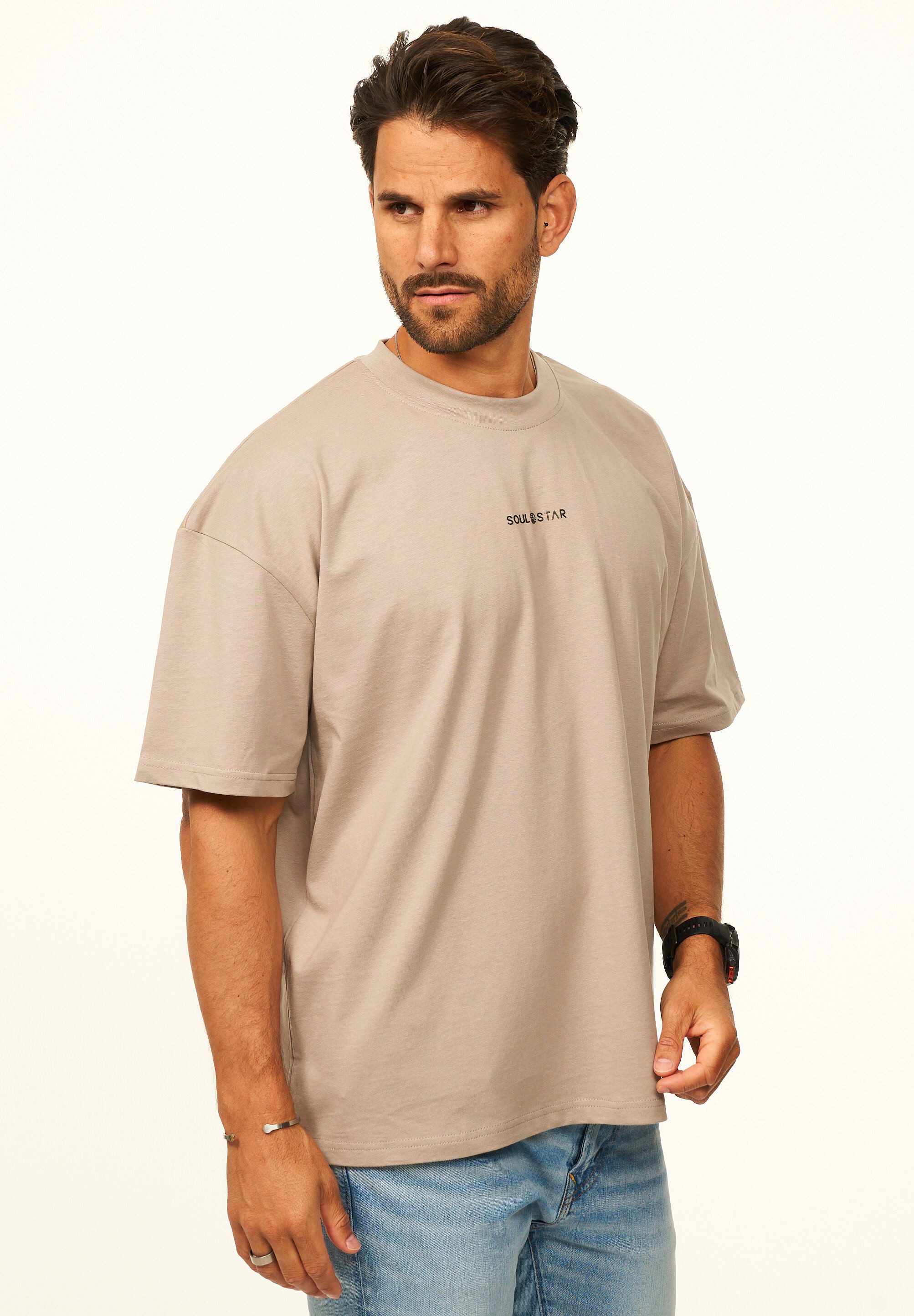 SOULSTAR T-Shirt im Oversize Fit - Herren Kurzarm Shirt mit Rundhals-Ausschnitt Basic Oberteil Crew-Neck kurzärmlig aus 100% Baumwolle für Männer