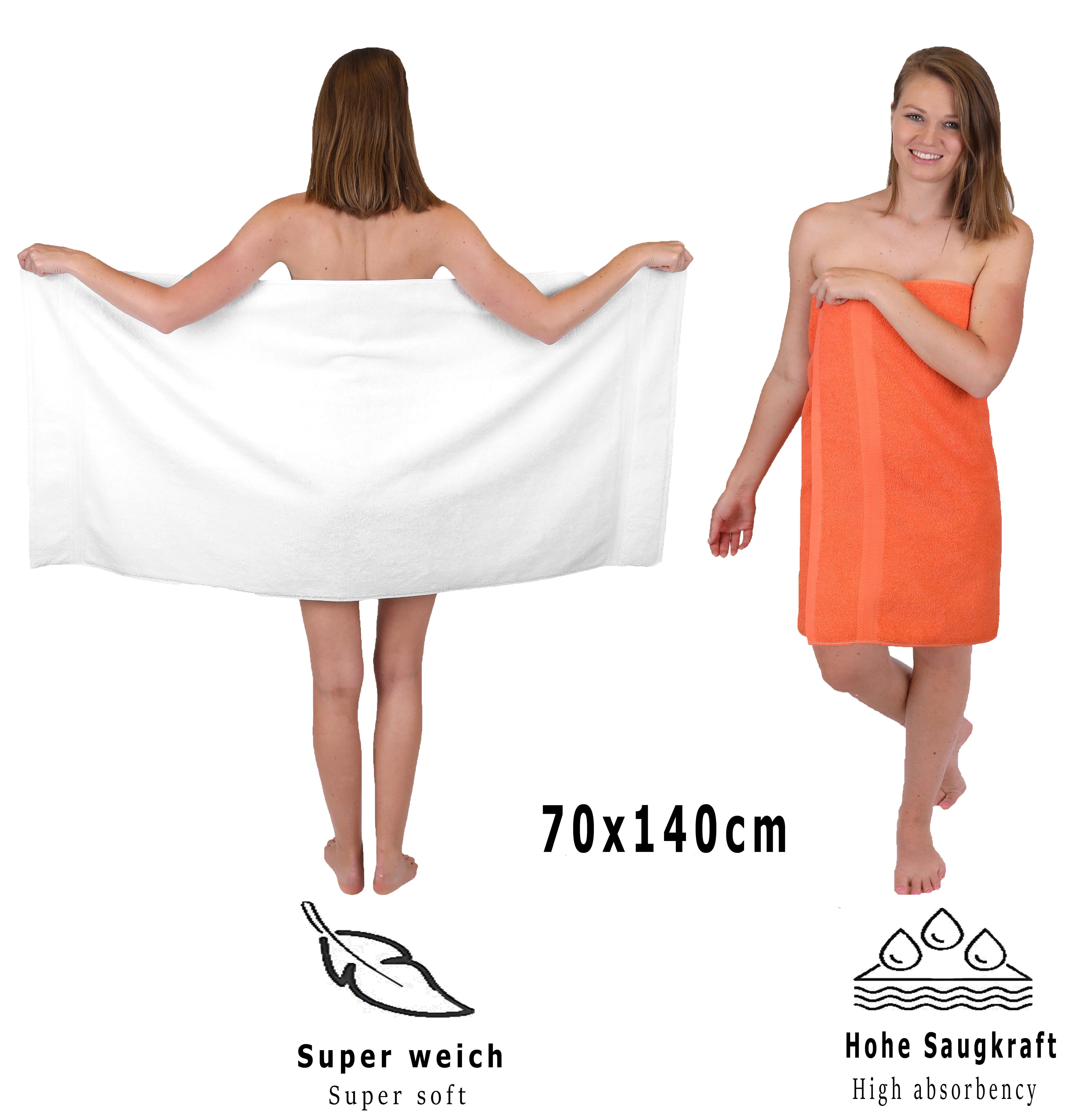 100% 12-TLG. weiß/blutorange, (12-tlg) Handtuch Betz Baumwolle, Farbe Handtuch Premium Set Set