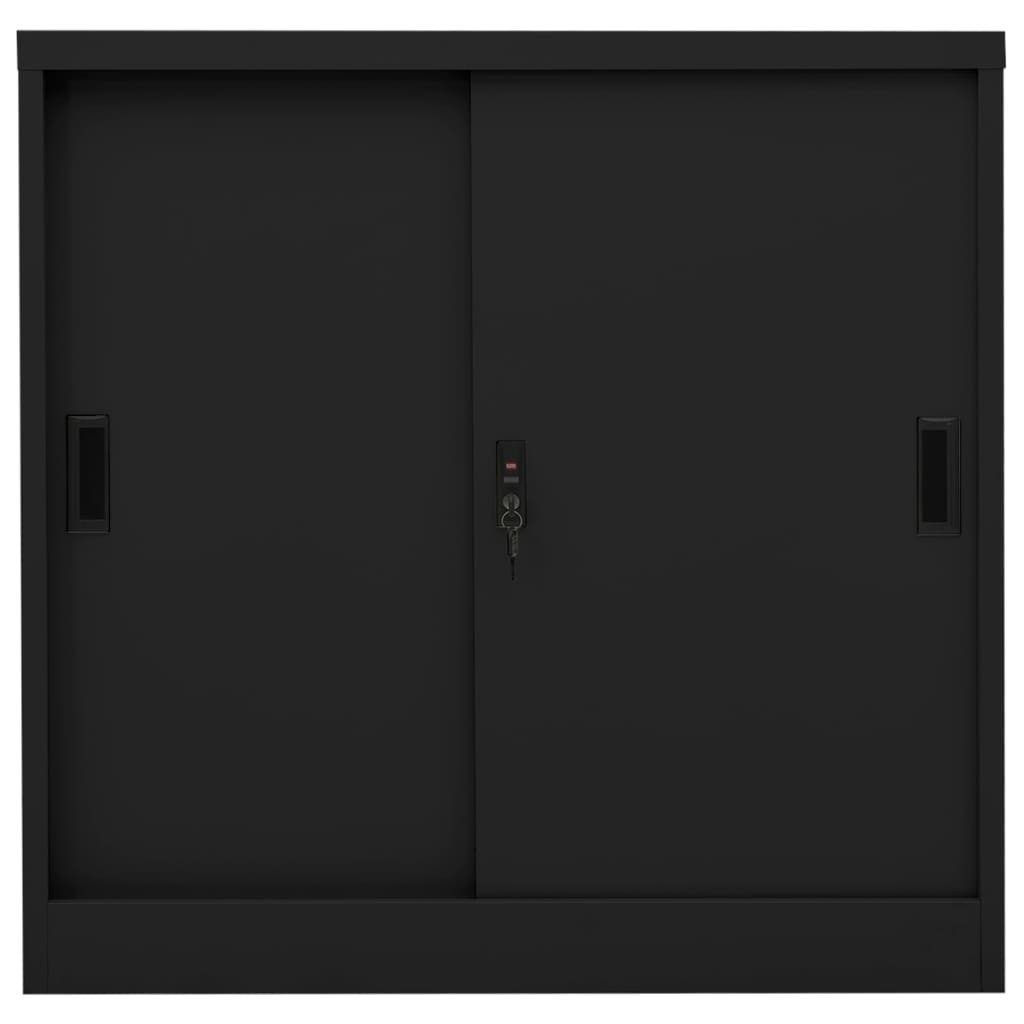 vidaXL Aktenschrank Büroschrank mit Schiebetür Schwarz 90x40x90 cm Stahl (1-St)