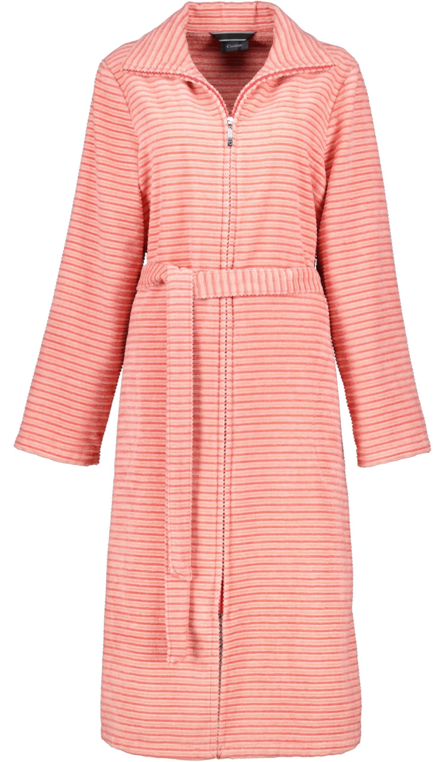 Cawö Damenbademantel Damen Morgenmantel mit Reißverschluss, Midi, Baumwolle günstig online kaufen