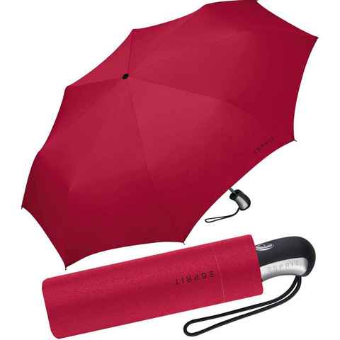 Esprit Taschenregenschirm schöner Schirm für Damen mit Auf-Zu Automatik, einfache Handhabung in klassischem Rot