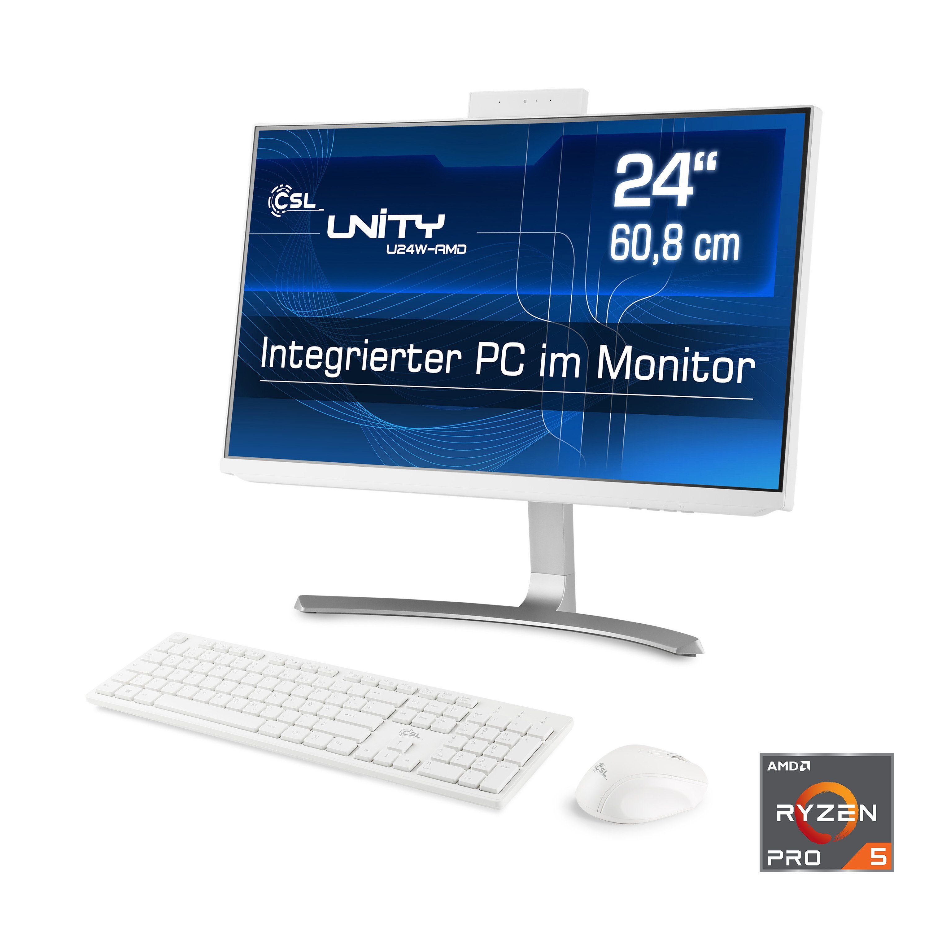 CSL Unity U24B-AMD / 5650GE / 1000 GB / 16 GB RAM / Win 11 All-in-One PC (24 Zoll, AMD Ryzen 5 Pro 5650GE, Radeon Graphics, 16 GB RAM, 1000 GB SSD)