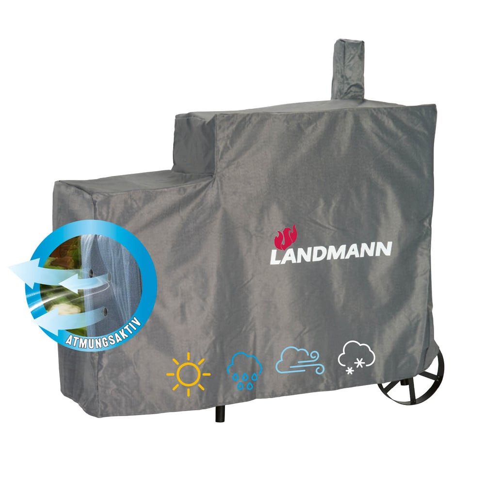 LANDMANN Grillabdeckhaube Wetterschutzhaube 15708 Premium 130x60x120cm grau, Robust, wasserdicht, UV-beständig, kältefest, für Grill Tennessee 200