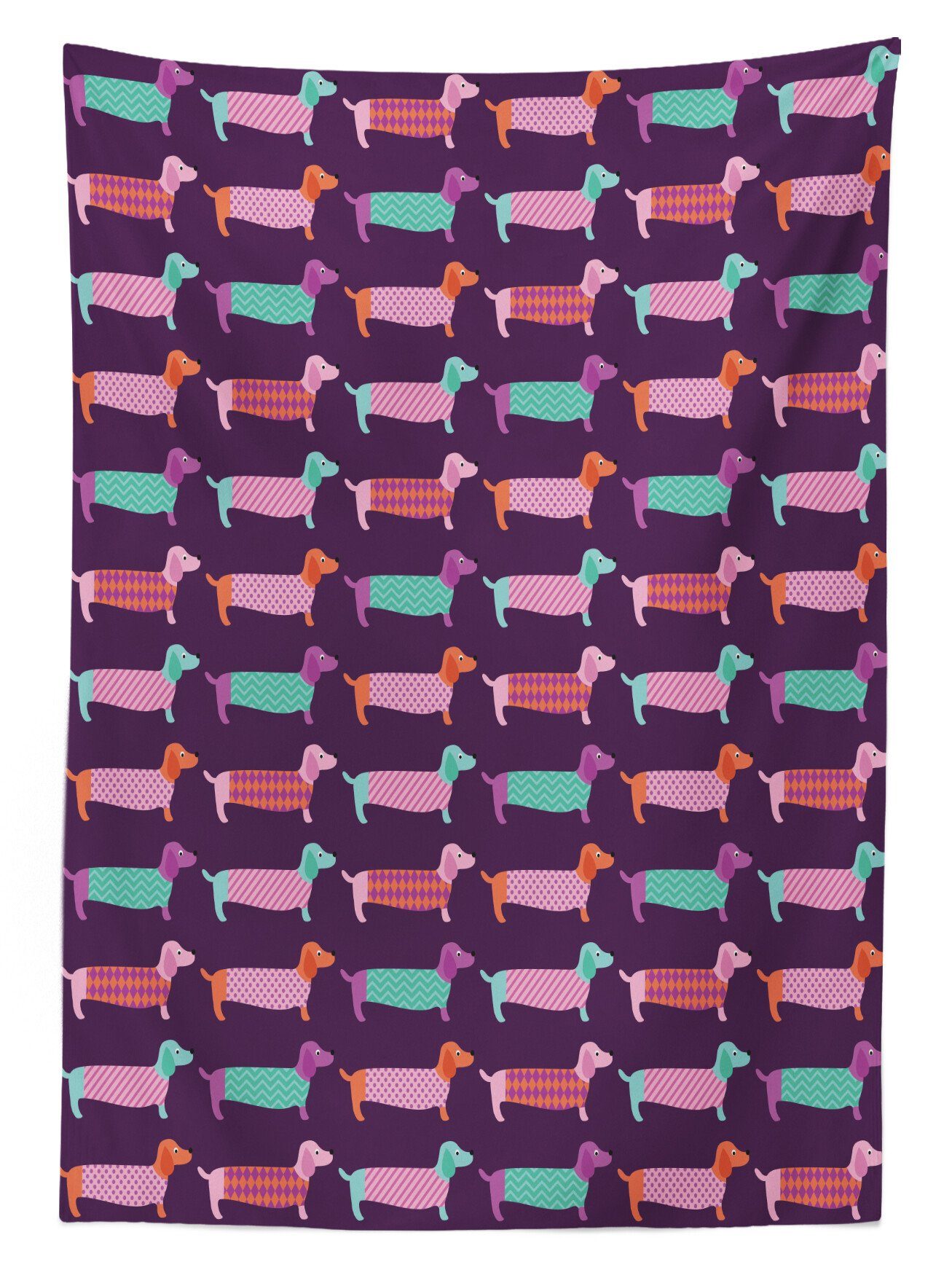 Sechziger-Art-Welpe Außen Farben, Waschbar Farbfest den Tischdecke Dackel Für Abakuhaus Bereich Klare geeignet