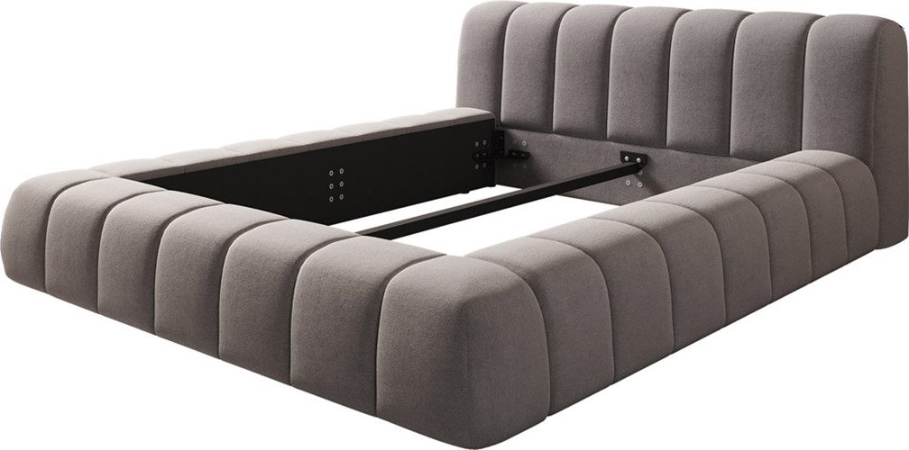 DELIFE Polsterbett Cutio, Mikrofaser Grau 140x200 cm