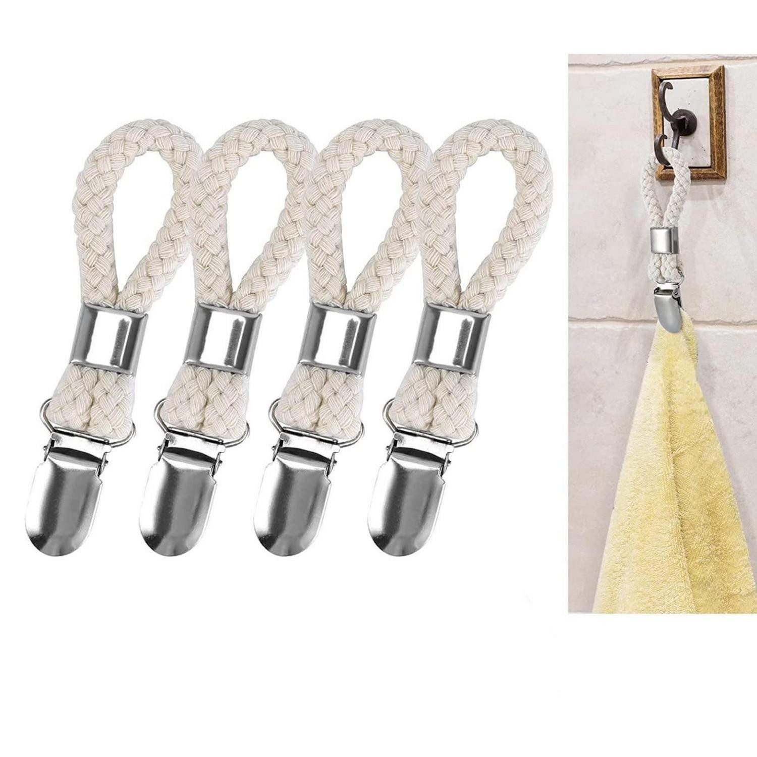 LuxusKollektion Handtuchklemme Handtuchhaken 4er Set mit Schlaufe