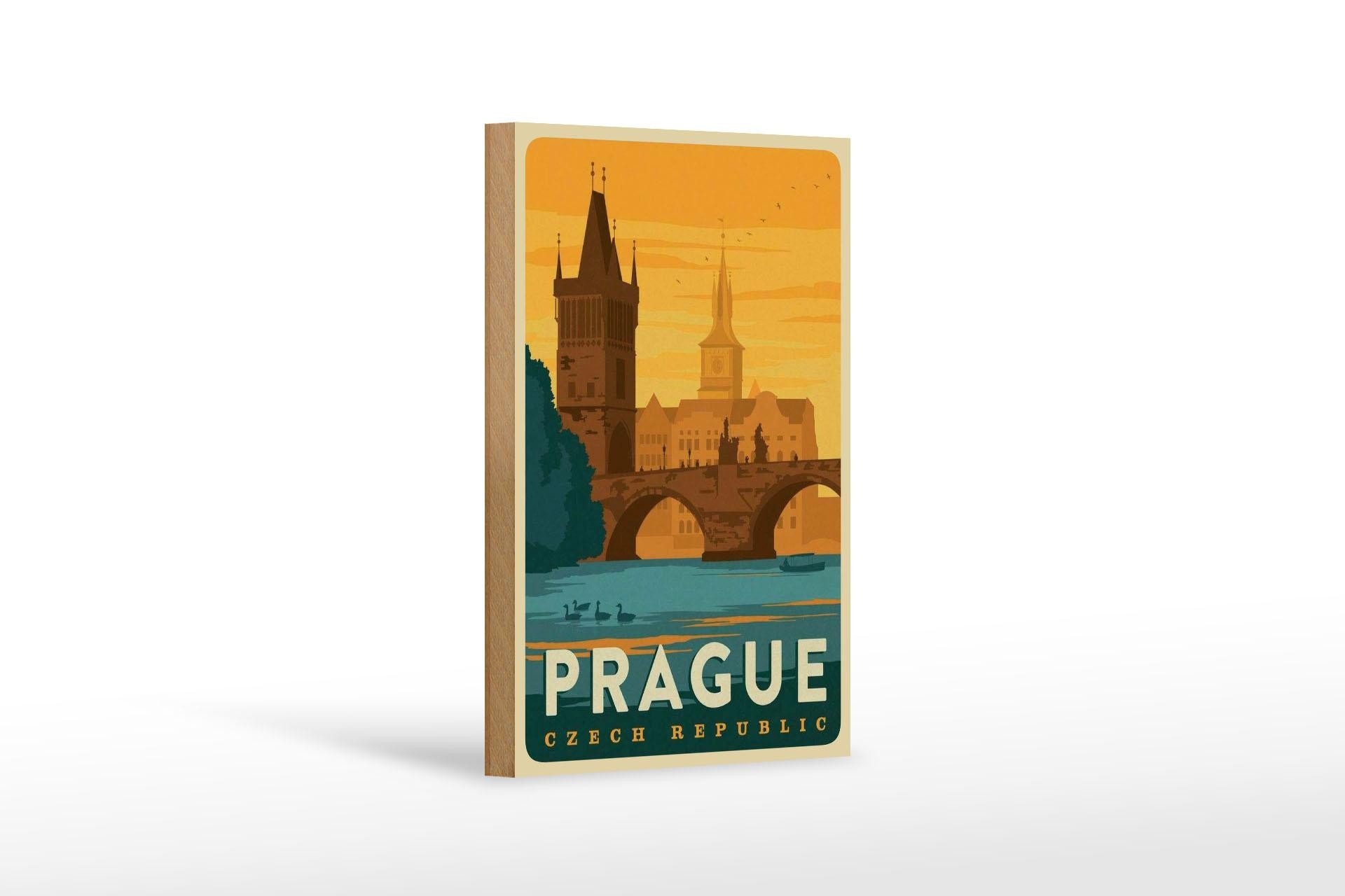 Femer GmbH Holzbild Reise 12x18 cm Prague Czech Republic, (1 St), Glatte Holzfaserplatte (MDF), vorn beschichtet