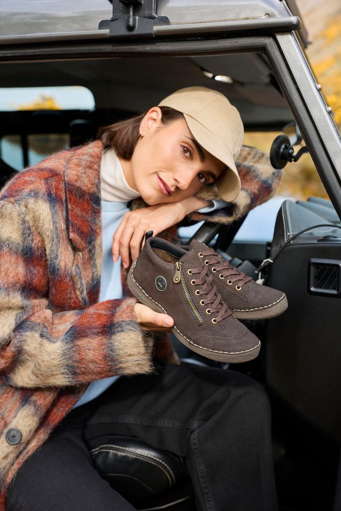 Rieker Schnürboots Sneaker, Schnürschuh, Outdoorschuh mit Reißverschluss