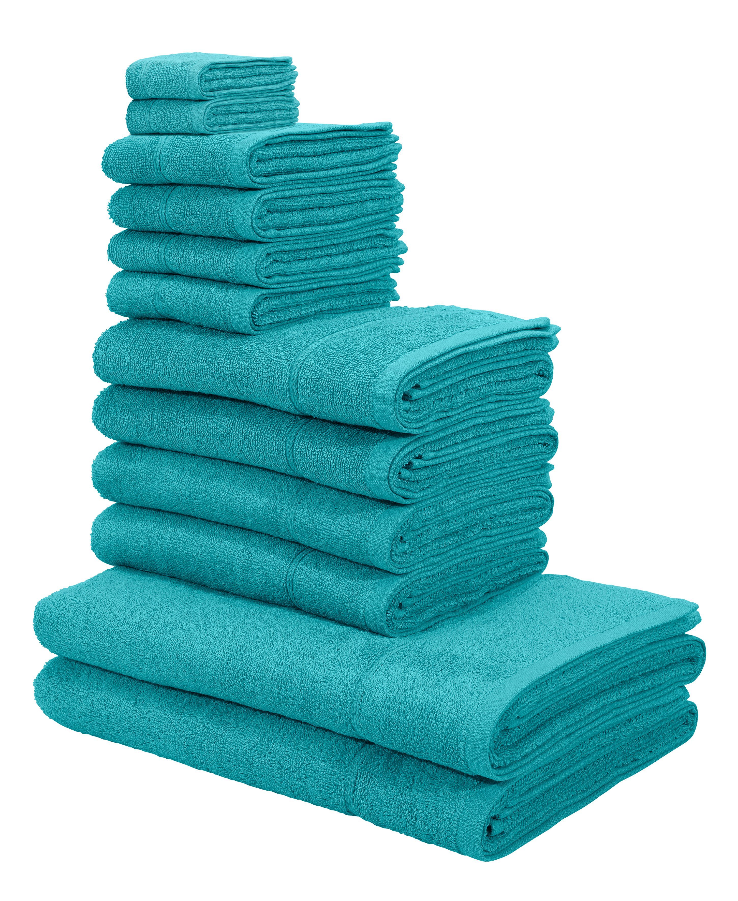 (Set, home 12-tlg), aqua Handtuch-Set my Handtuch Frottier, 100% aus Sanremo, Baumwolle Set Handtücher einfarbiges Bordüre, mit