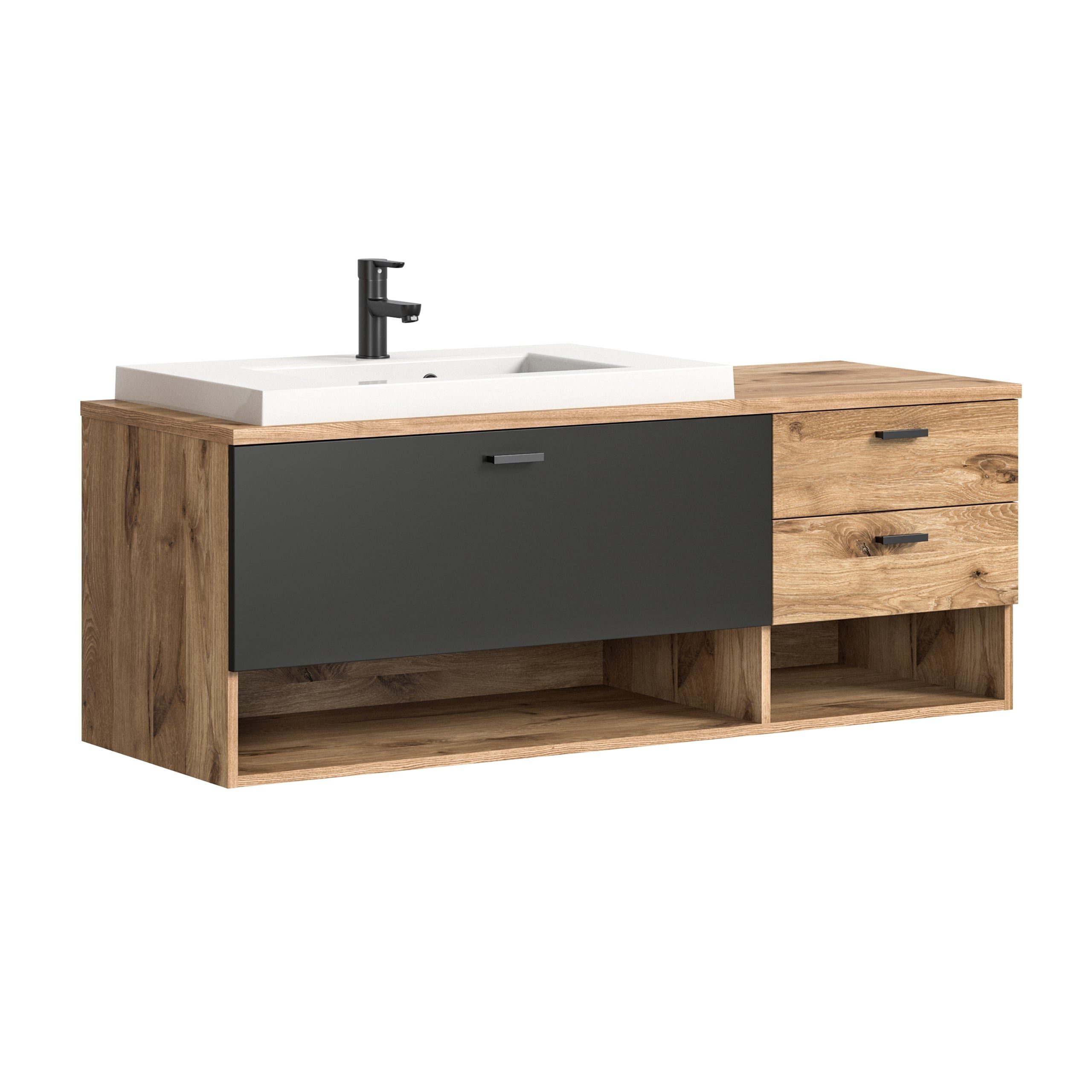 Newroom Waschbeckenunterschrank Nox Oak NB 140 cm Waschbeckenunterschrank Nox Oak NB Nox Oak MDF TZ Modern Badschrank...