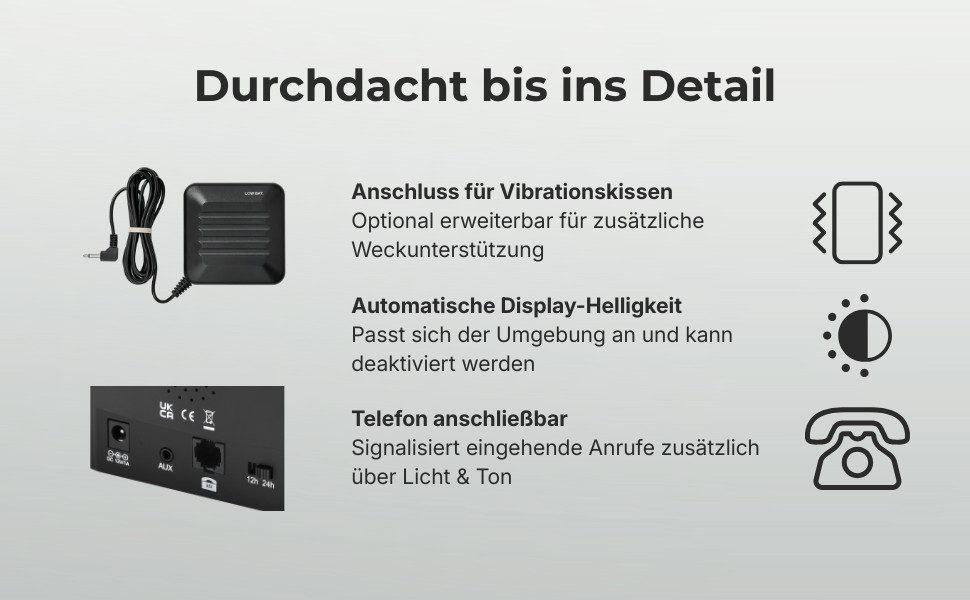 HUMANTECHNIK Wecker Digitaler Lichtwecker mit lautem Alarm für Schwerhörige & Senioren Lichtwecker – Bild 5 von 5