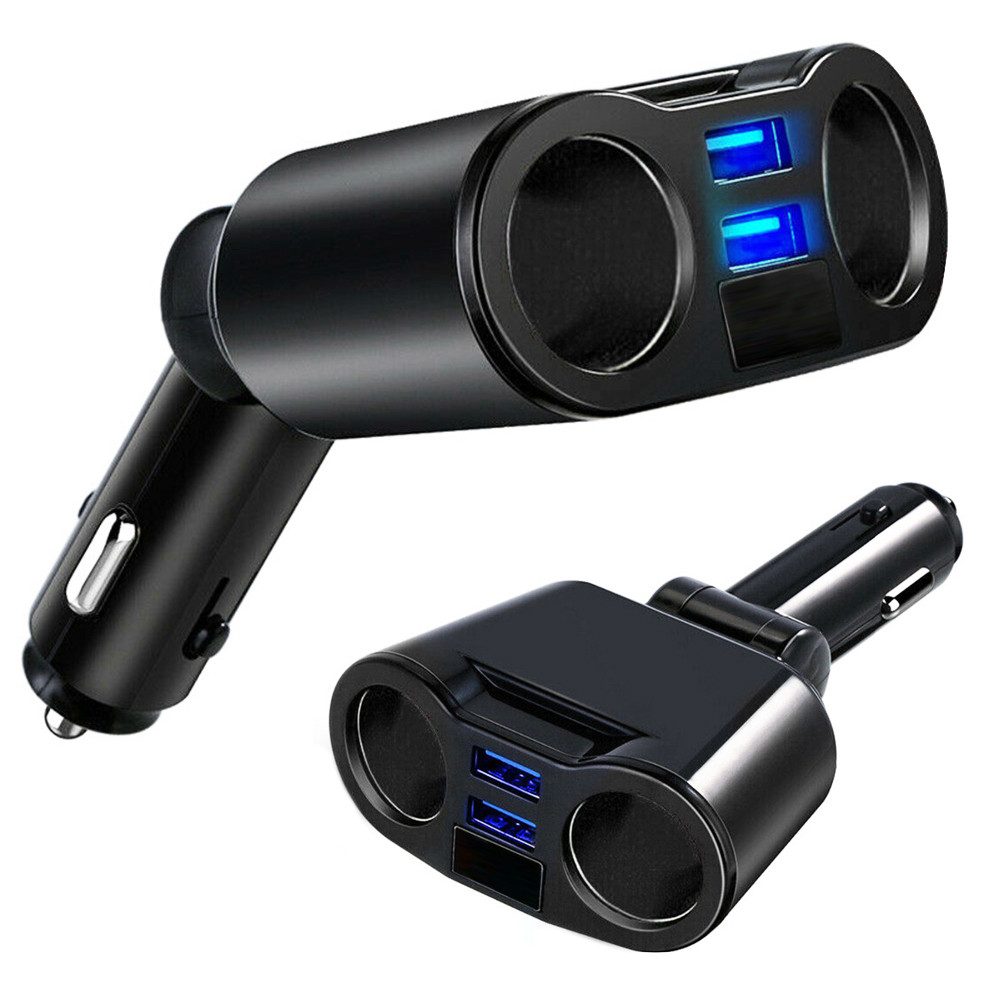 RACEL Zigarettenanzünder-Verteiler 2‑Fach Kfz Verteiler Zigarettenanzünder mit USB 12V 24V (1-St), Vielseitig, leistungsstark