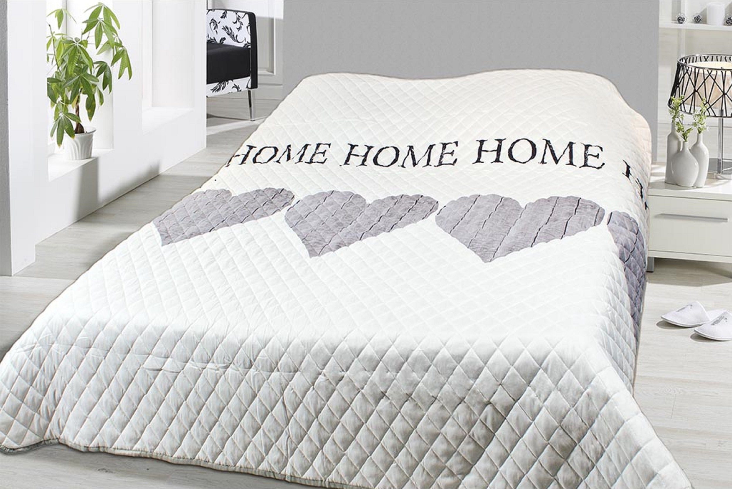 Leonado Vicenti Tagesdecke mit Steppung 140x210, Bettüberwurf mit Herzen günstig online kaufen