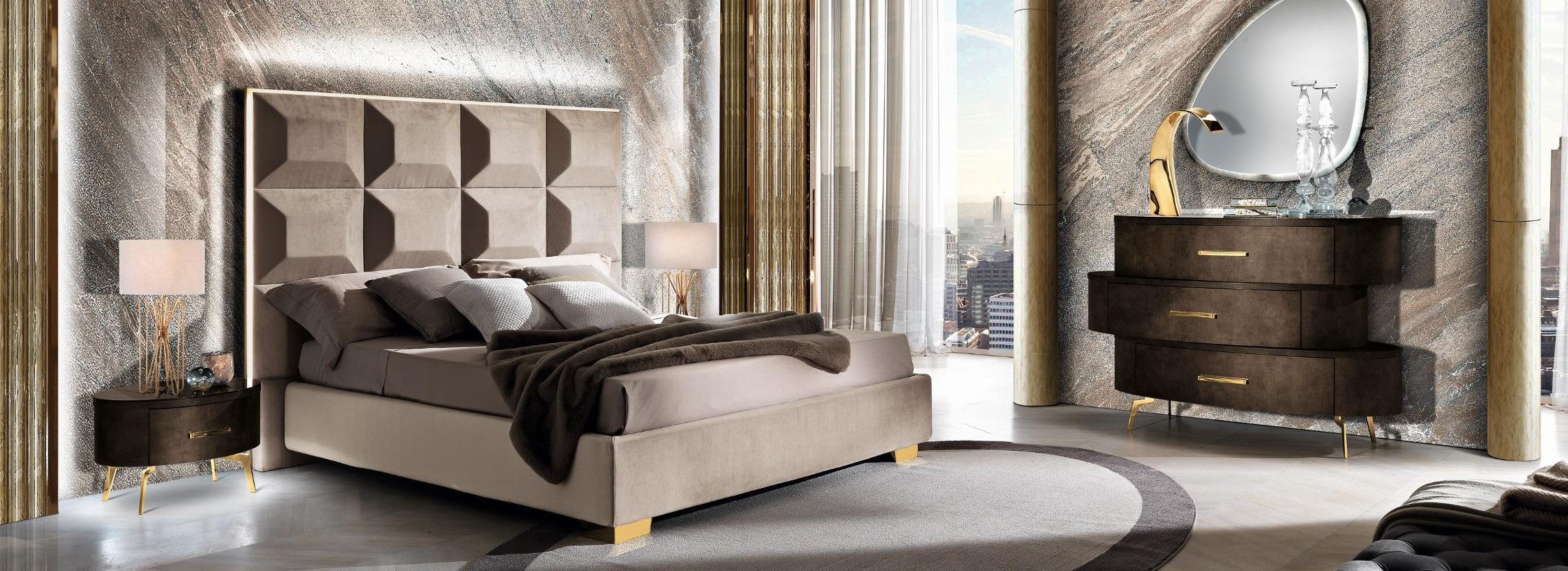 Xlmoebel Schlafzimmer-Set Klassisches Schlafzimmermöbel-Set in edlem Design, (4-tlg., 4tlg.Schlafzimmer Set (Bett + 2x Nachttische + Kommode), Hergestellt in Europa