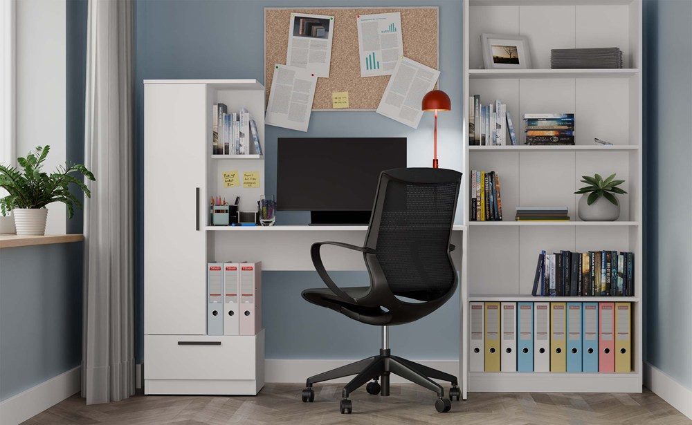 ibonto Regal-Schreibtisch Schreibtisch mit Bücherregal, Schublade und Stauraum, 2-in-1-Kombination – Bild 5 von 5