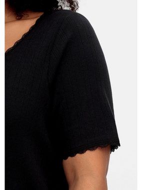 Sheego T-Shirt Große Größen mit Ajourmuster und Spitzendetails