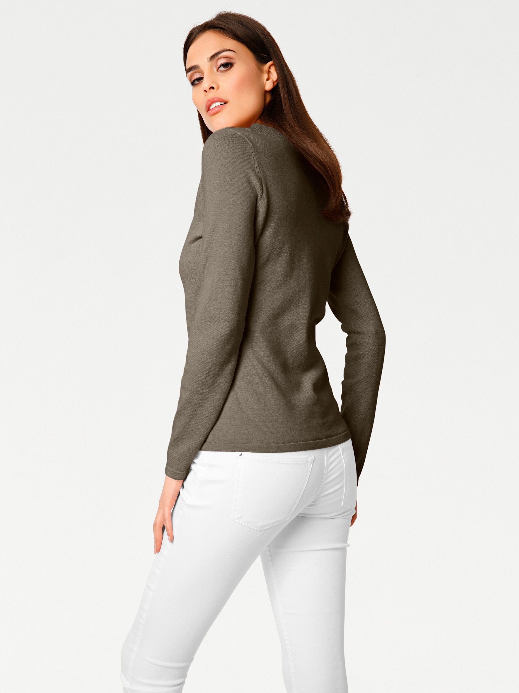heine Strickpullover V-Pullover Langarm Feinstrick