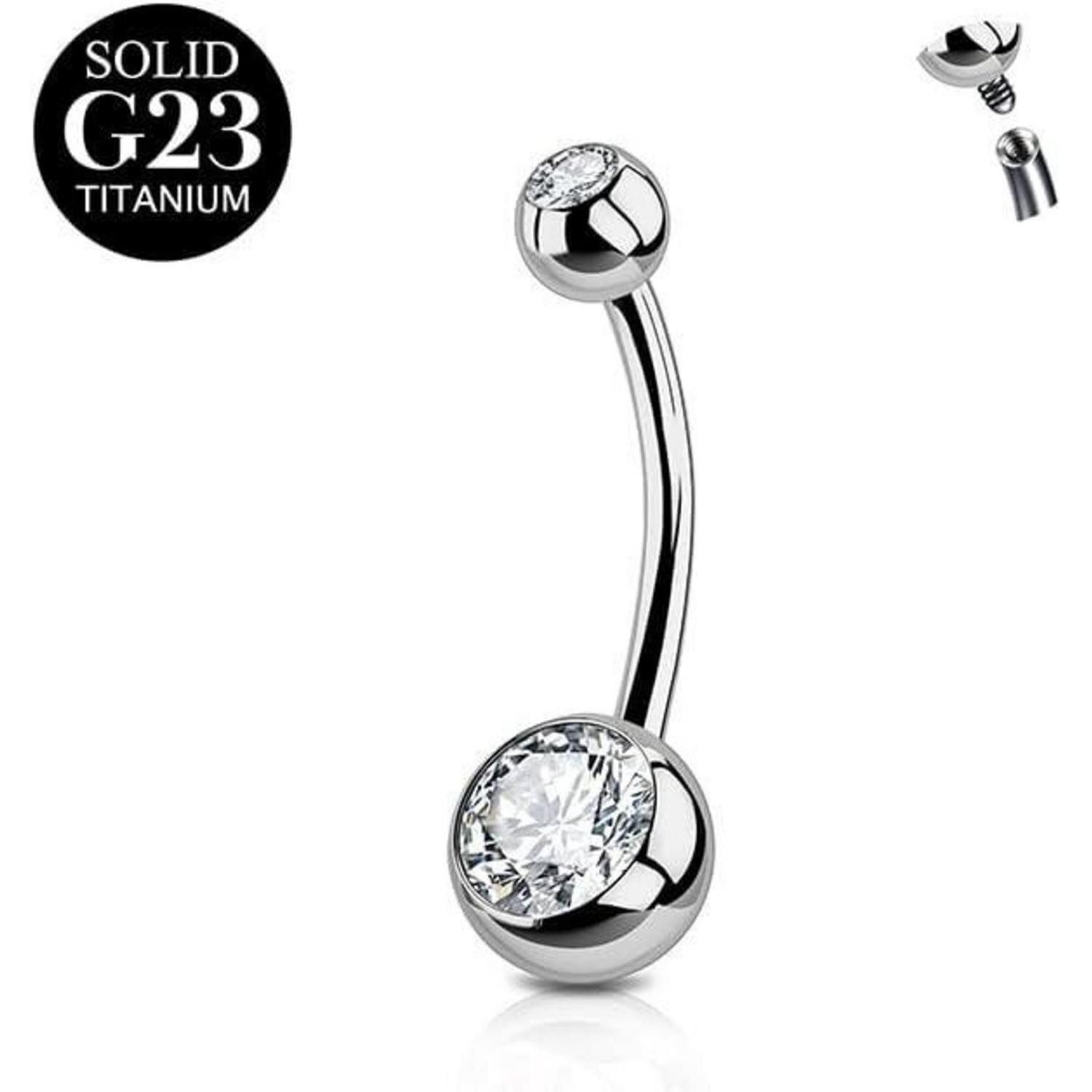 Bauchnabelpiercing Bauchnabelpiercing Titan Silber 14G 6mm 8mm 10mm Barbell A-14mm-Silber
