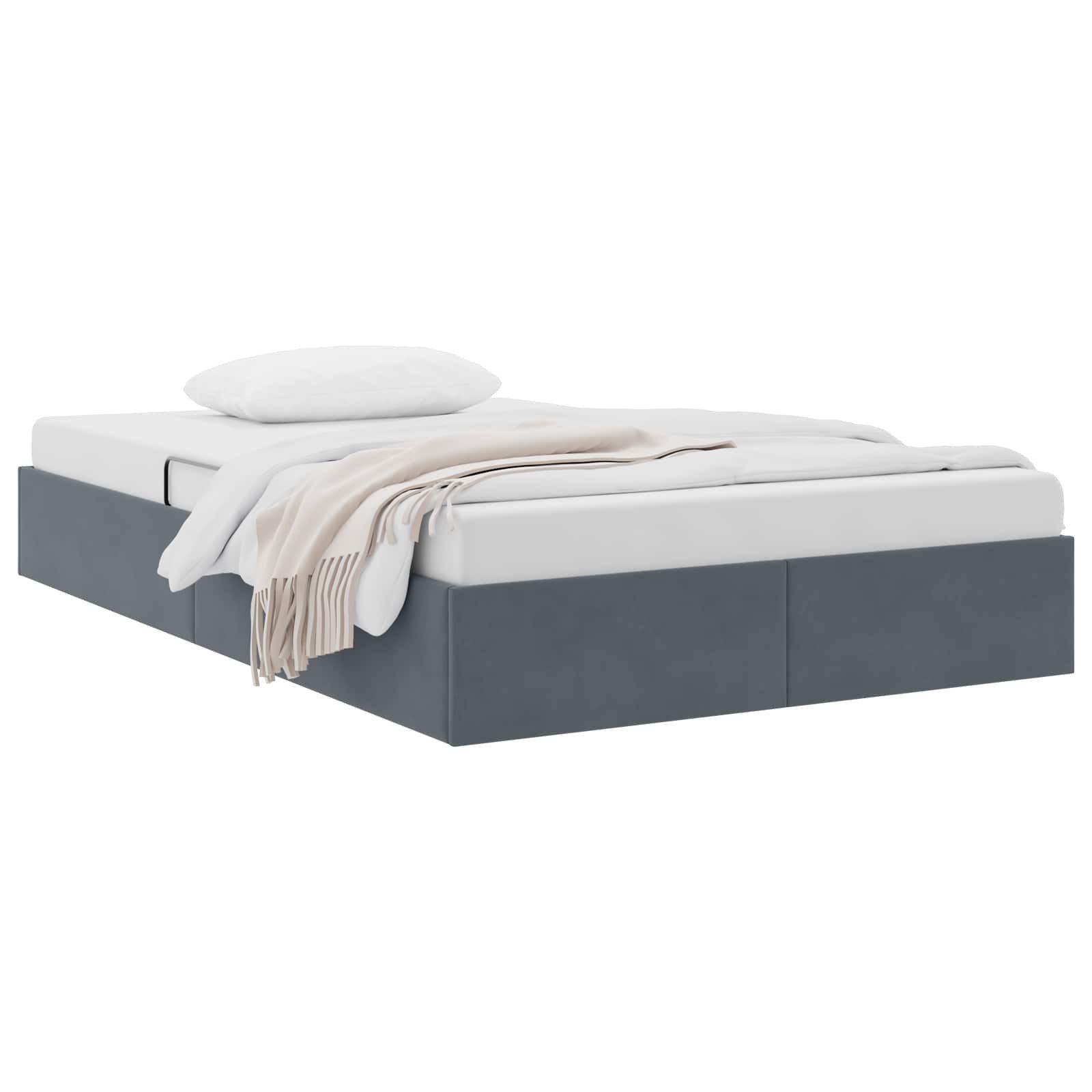 vidaXL Bett Ottoman Bettgestell mit Speicher Dunkelgrau 120 x 200 cm Samt (1-tlg)