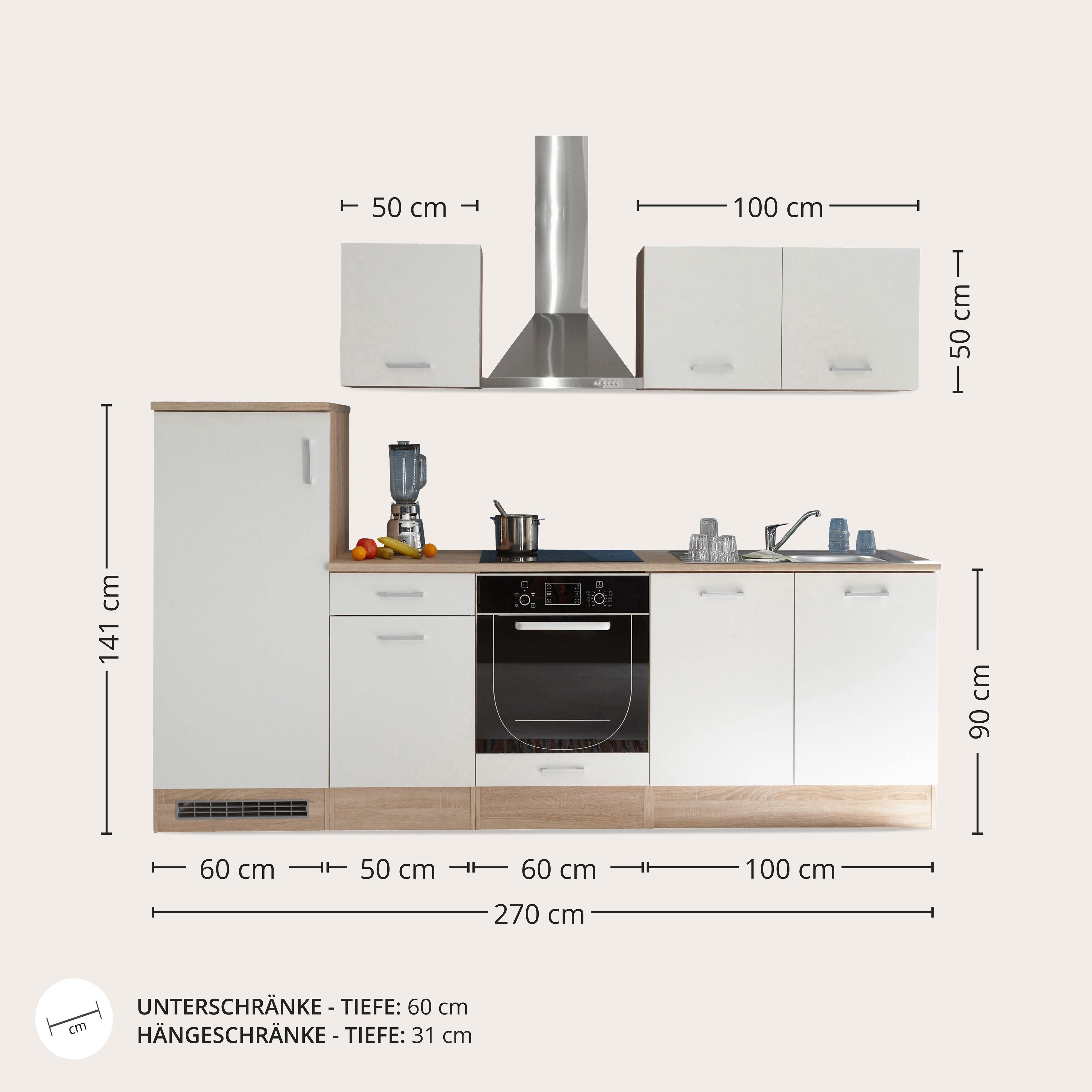 BASIC by Balculina Küchenzeile Andy, Breite 270 cm, wahlweise mit E-Geräten