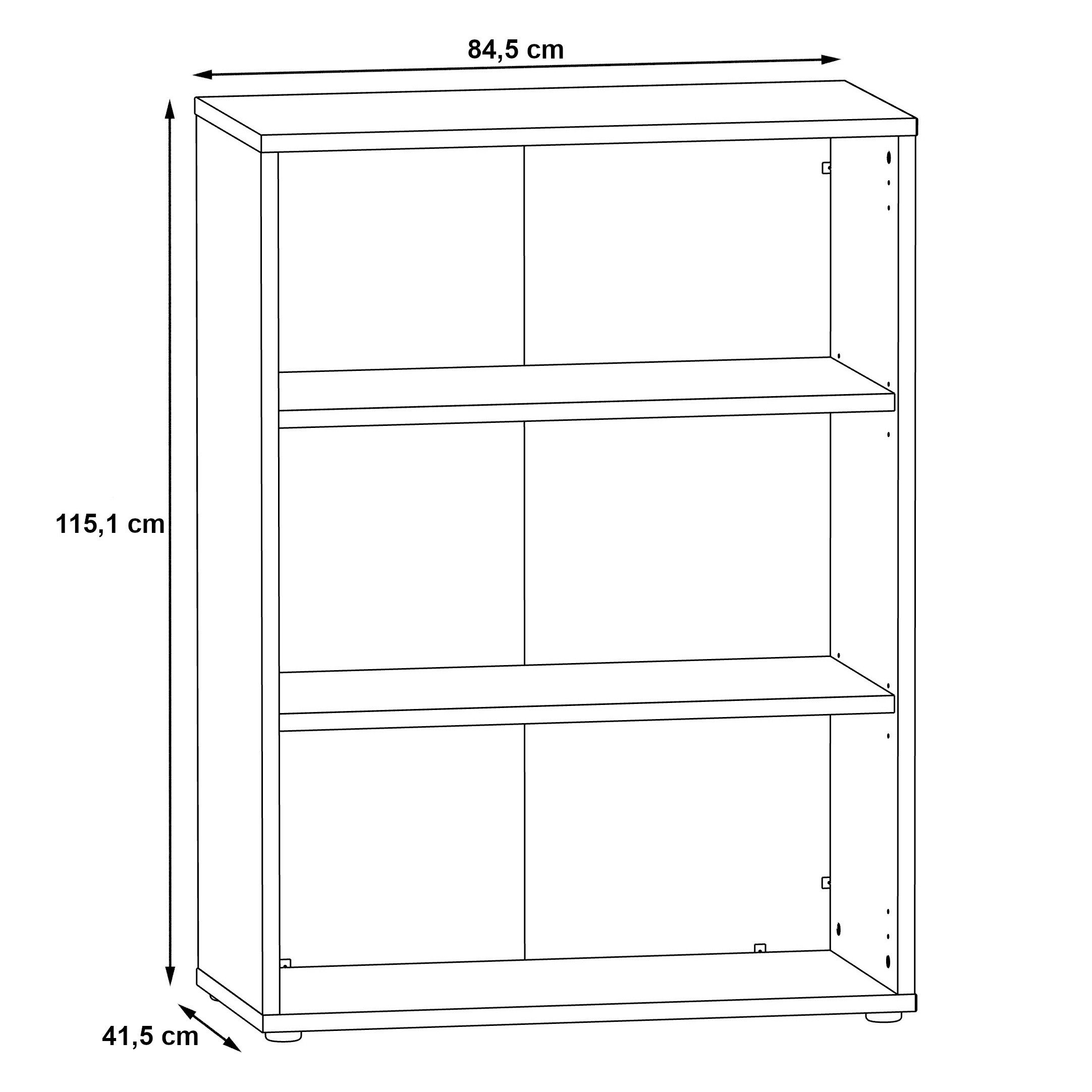 Newroom Midischrank Weiß 115 cm Schrank Weiß Modern Bücherregal Standregal Büro