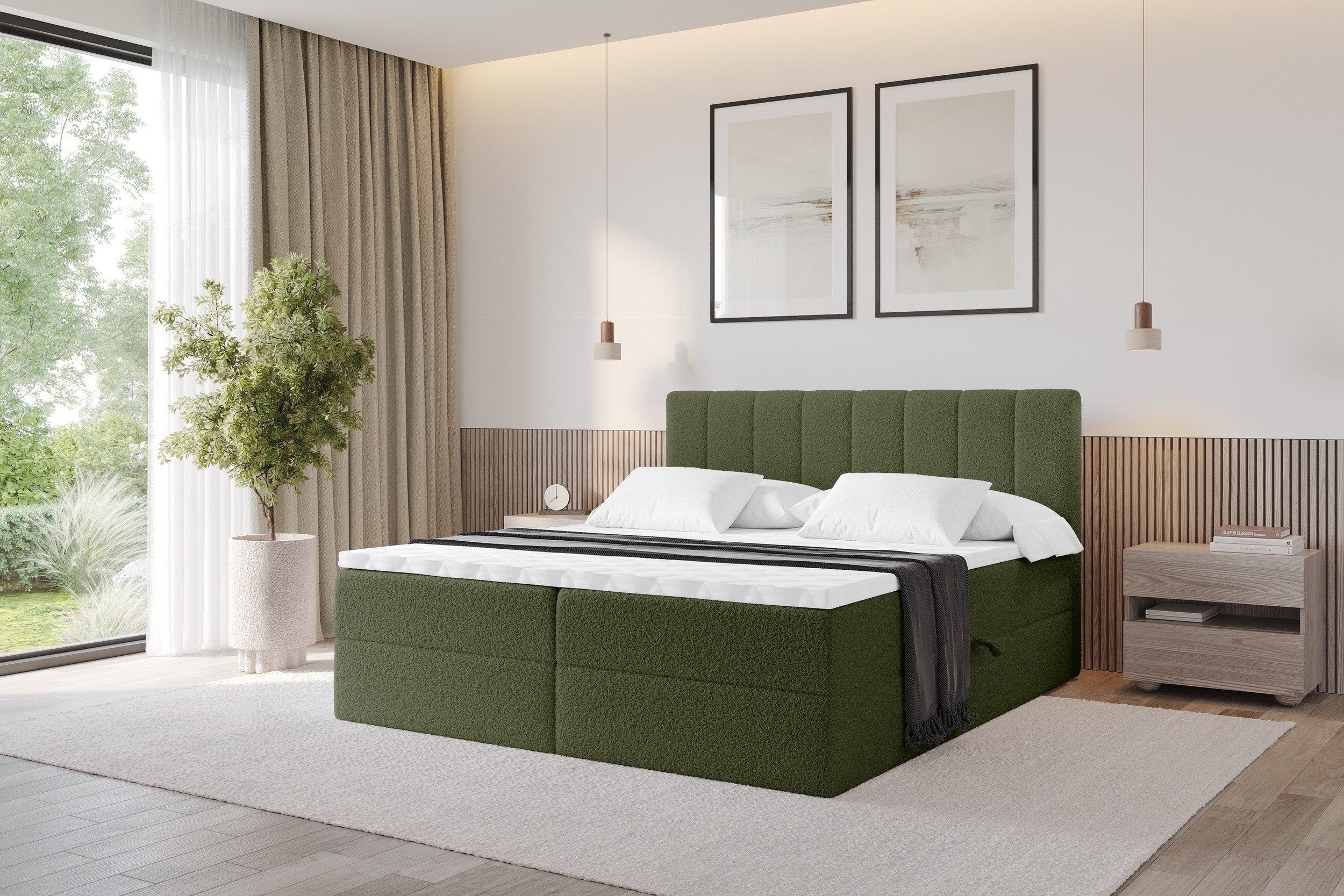 ALTDECOR Boxbett OTTA (Multipocket-Matratze H4, H3 Matratze Bonellfederung, Topper, Kopfteil), Boxbett, Boxspringbett,Doppelbett