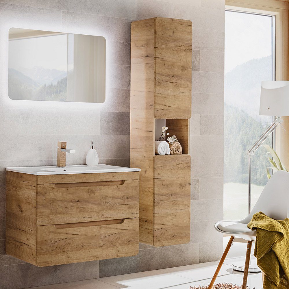 Lomadox Badmöbel-Set LUTON-56-CRAFT, (Spar-Set, 3-St), Bad Badezimmer Wasch günstig online kaufen