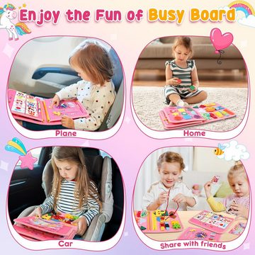 POPOLIC Stoffbuch Spielzeug ab 2 3 4 Jahre - Busy Board - Montessori Spielzeug ab 1 Jahr (Kinderspielzeug Motorikspielzeug), Kleinkinder Activity Board Lernspielzeug, Geschenk Mädchen
