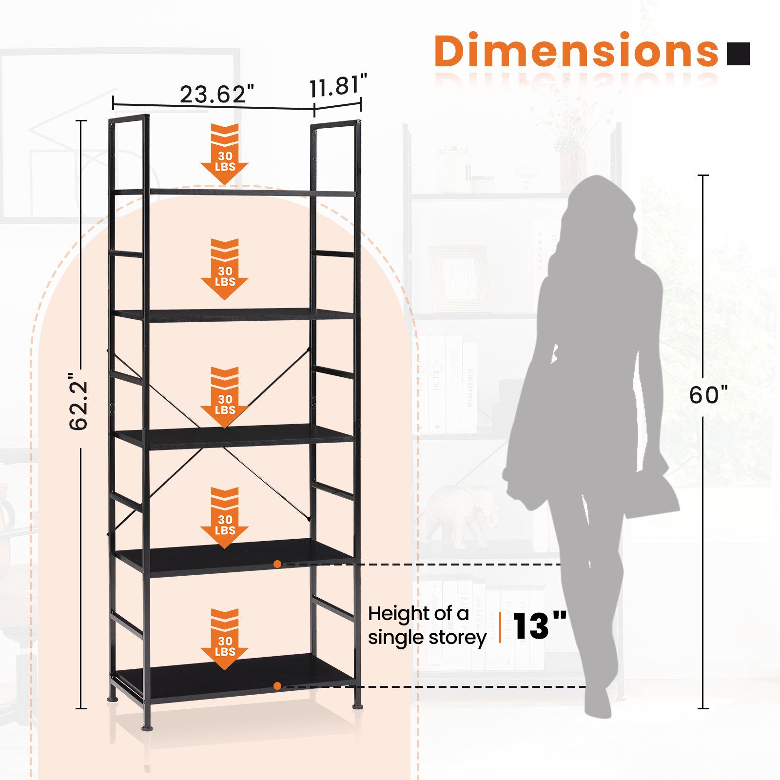 DUMOS Bücherregal Lagerregal, 5-stufiges Küchenregal, Bücherregal, 5-stufig günstig online kaufen