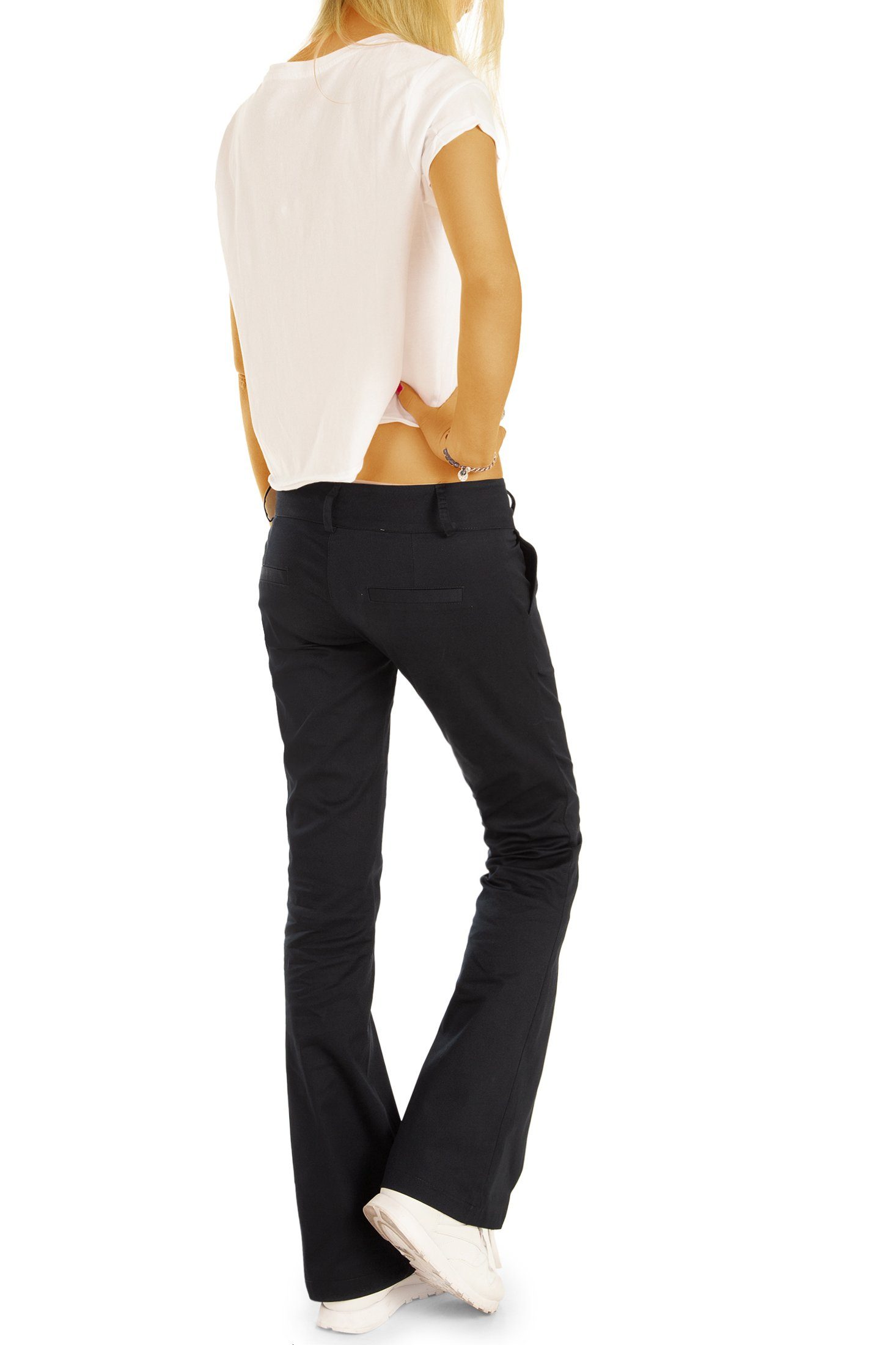 beige chino_italia Stoffhosen STYLED mit Bootcut Stretch, - Chinos BE - Hüfthosen - - h17a be Chinohose styled Damen
