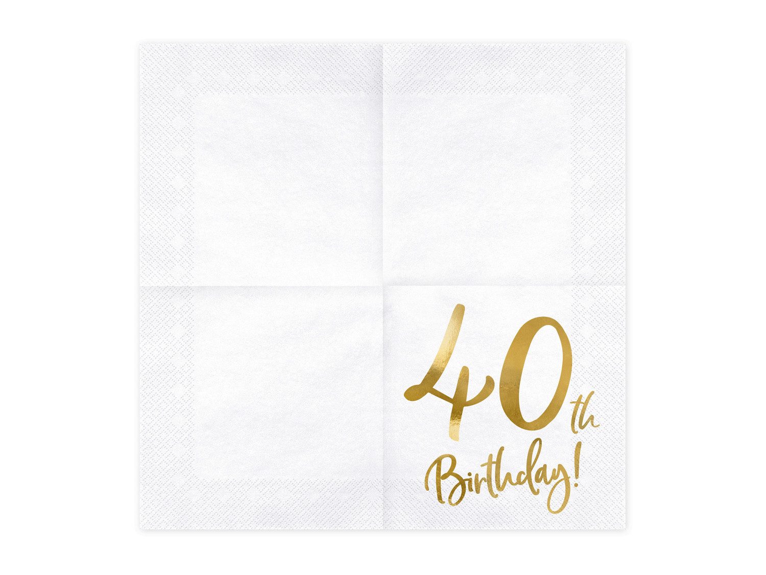 partydeco Papierserviette, Servietten 40. Geburtstag 33x33cm 20 Stück, weiß / gold