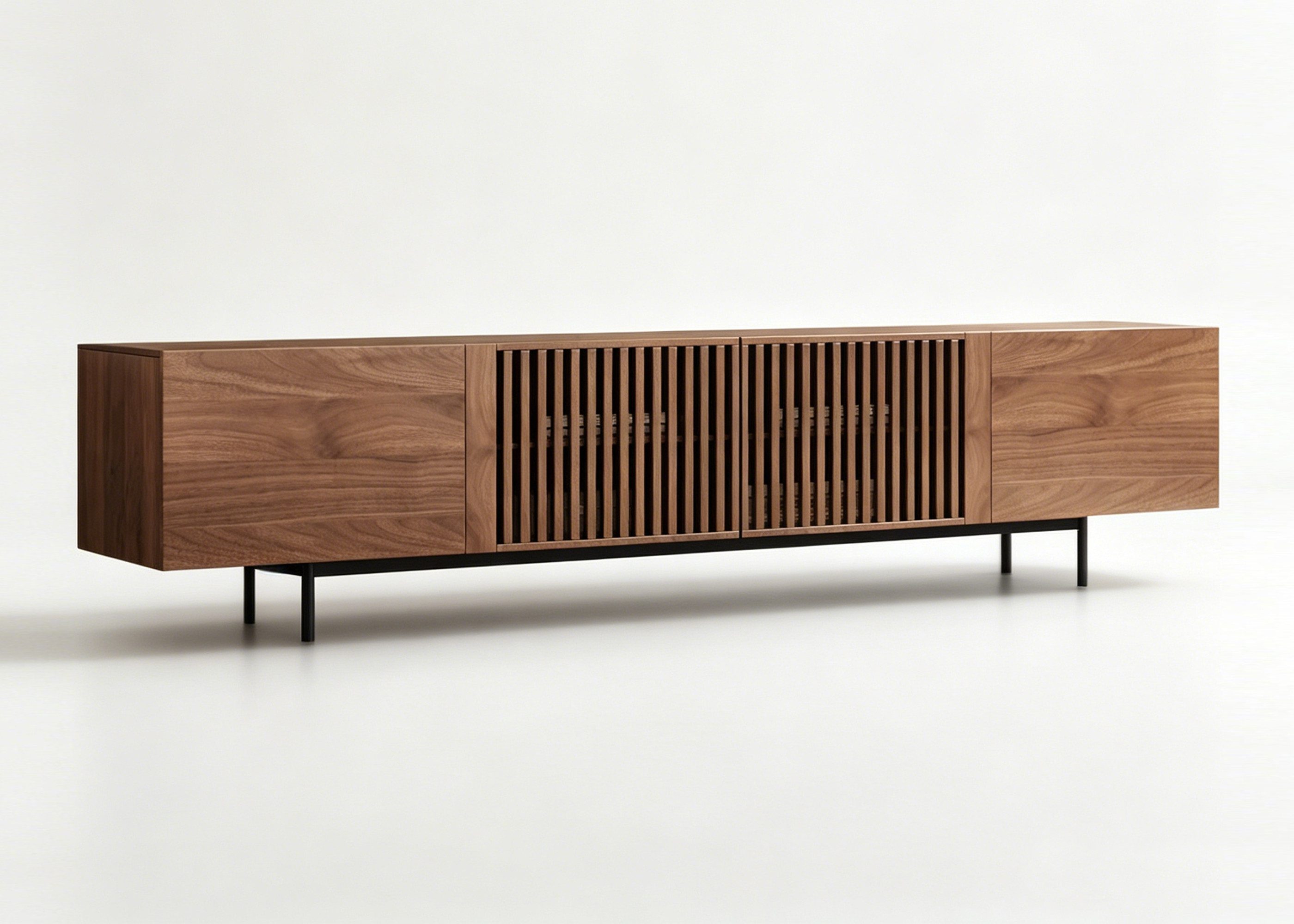 oleyluckidea TV-Schrank TV Lowboard in Walnuss Fernsehschrank für 75-Zoll TVs mit Stauraum Breite 180/240 cm